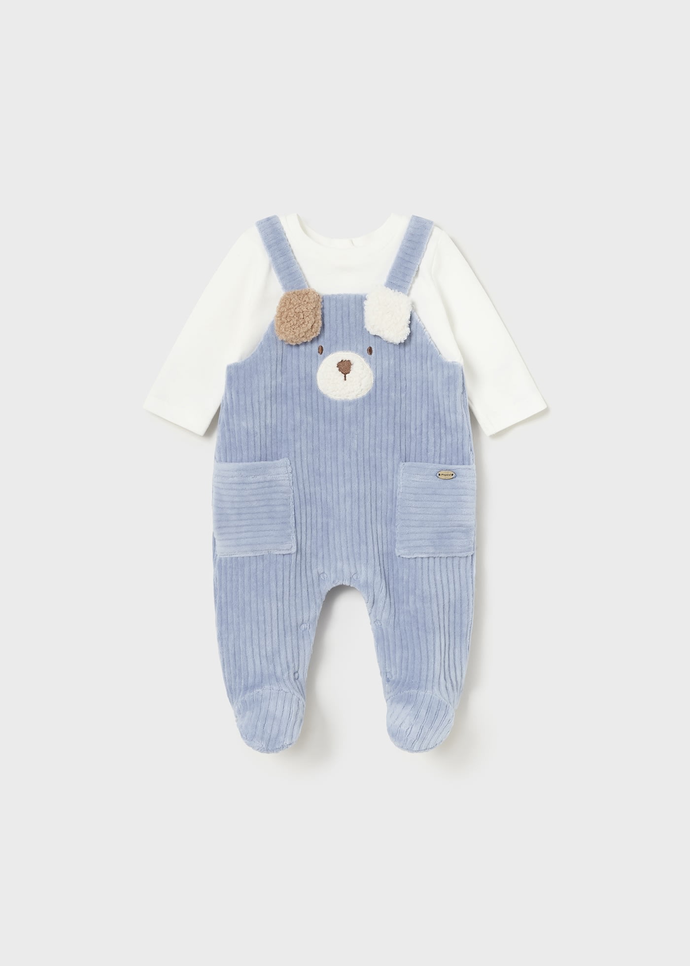 Newborn Boy Corduroy Teddy Romper