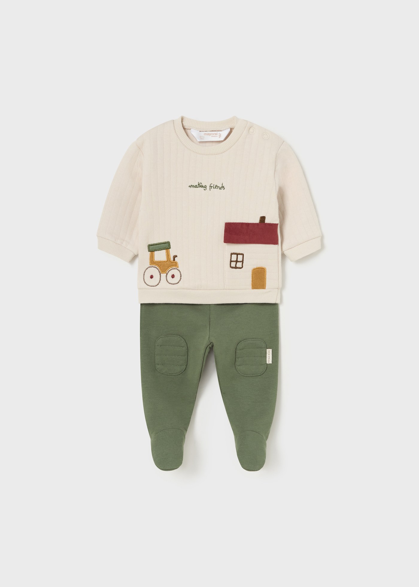 Newborn Boy Farm Print Leggings and Jumper Set