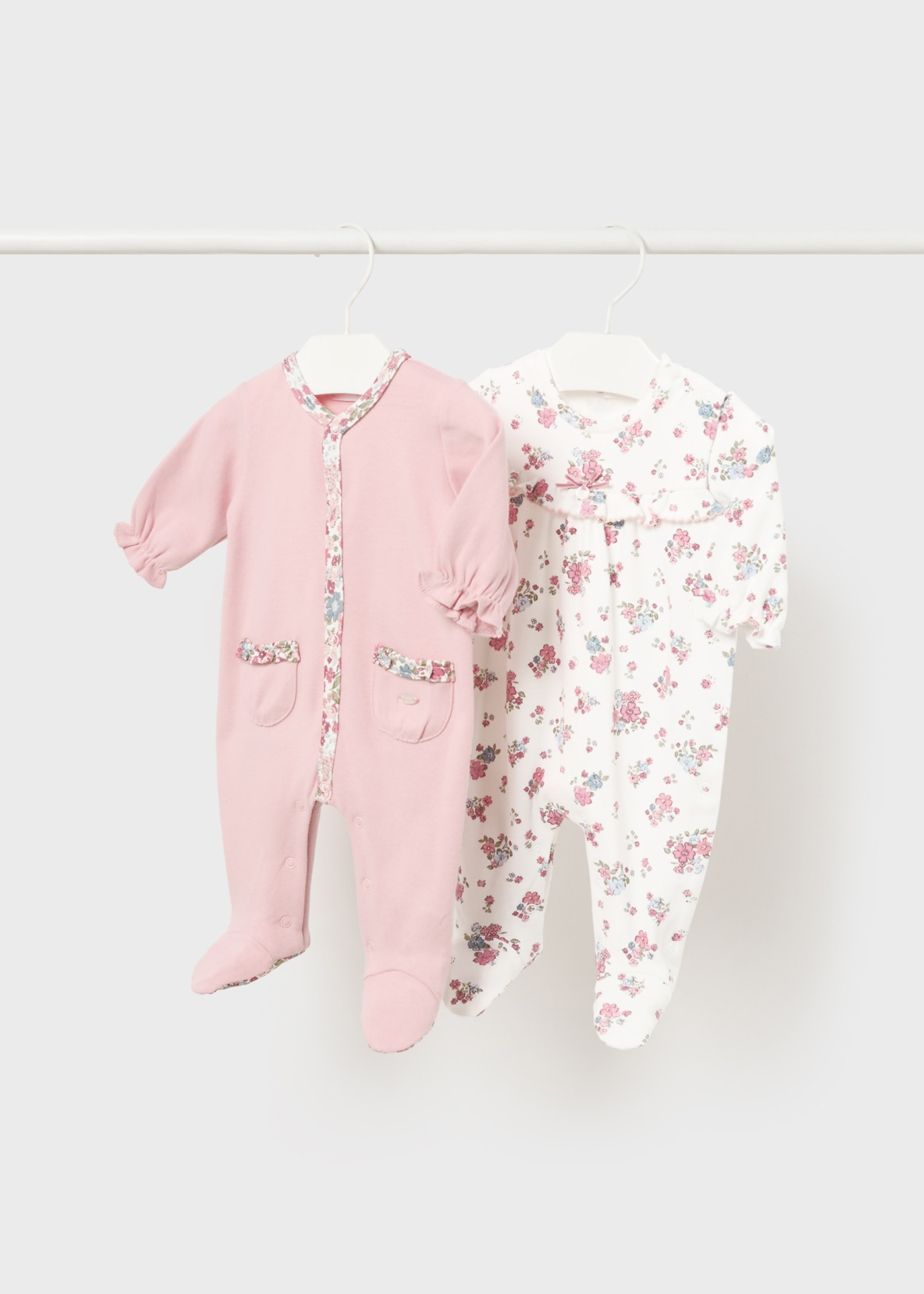 Newborn Girl Set of 2 Floral Rompers