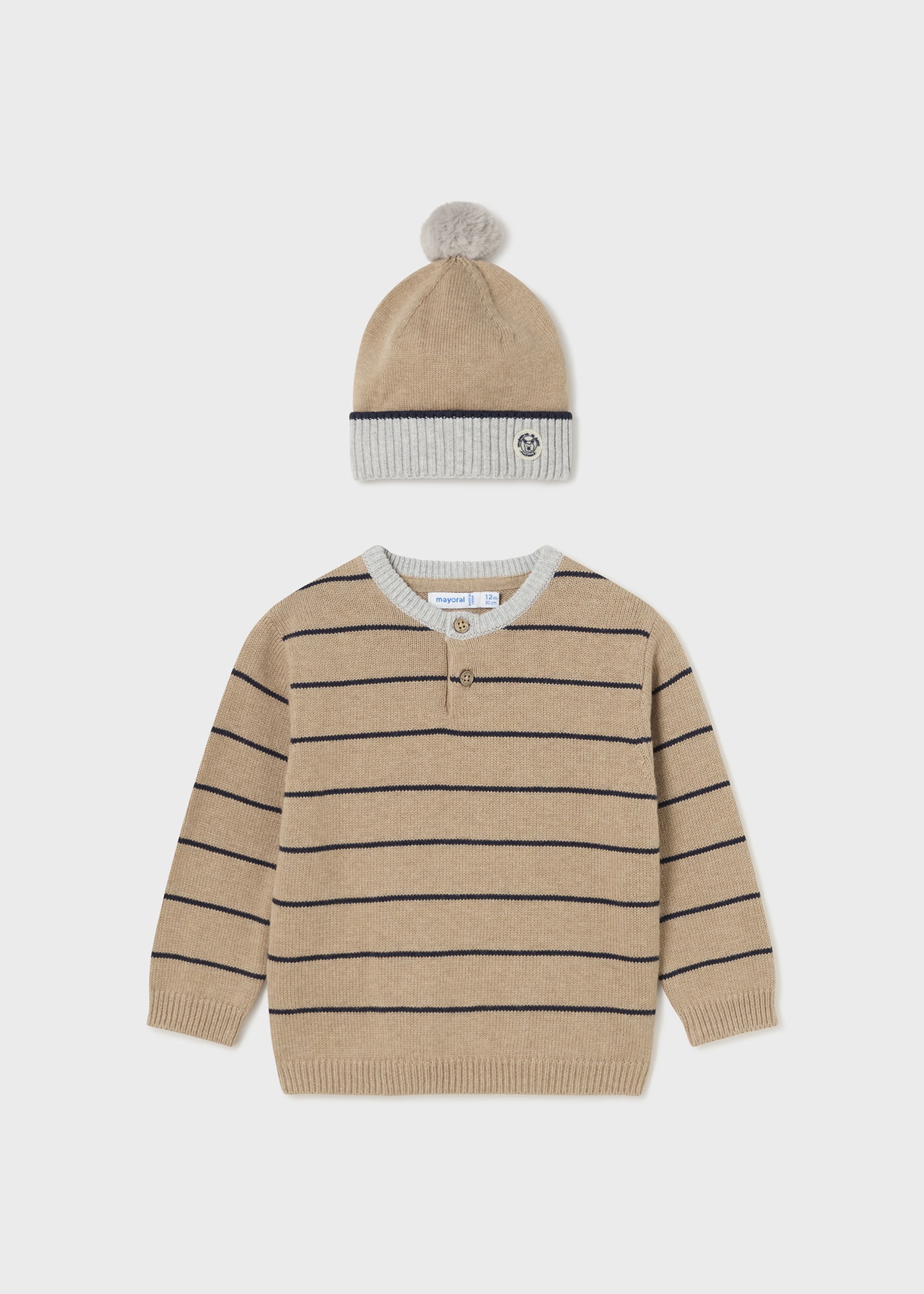 Suéter con gorro rayas bebé