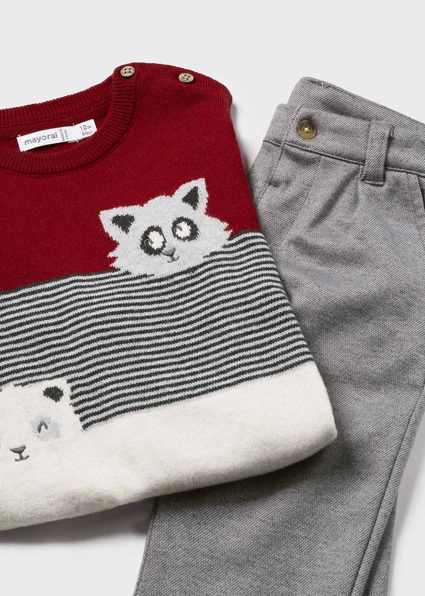 Conjunto pantalón y suéter animal bebé