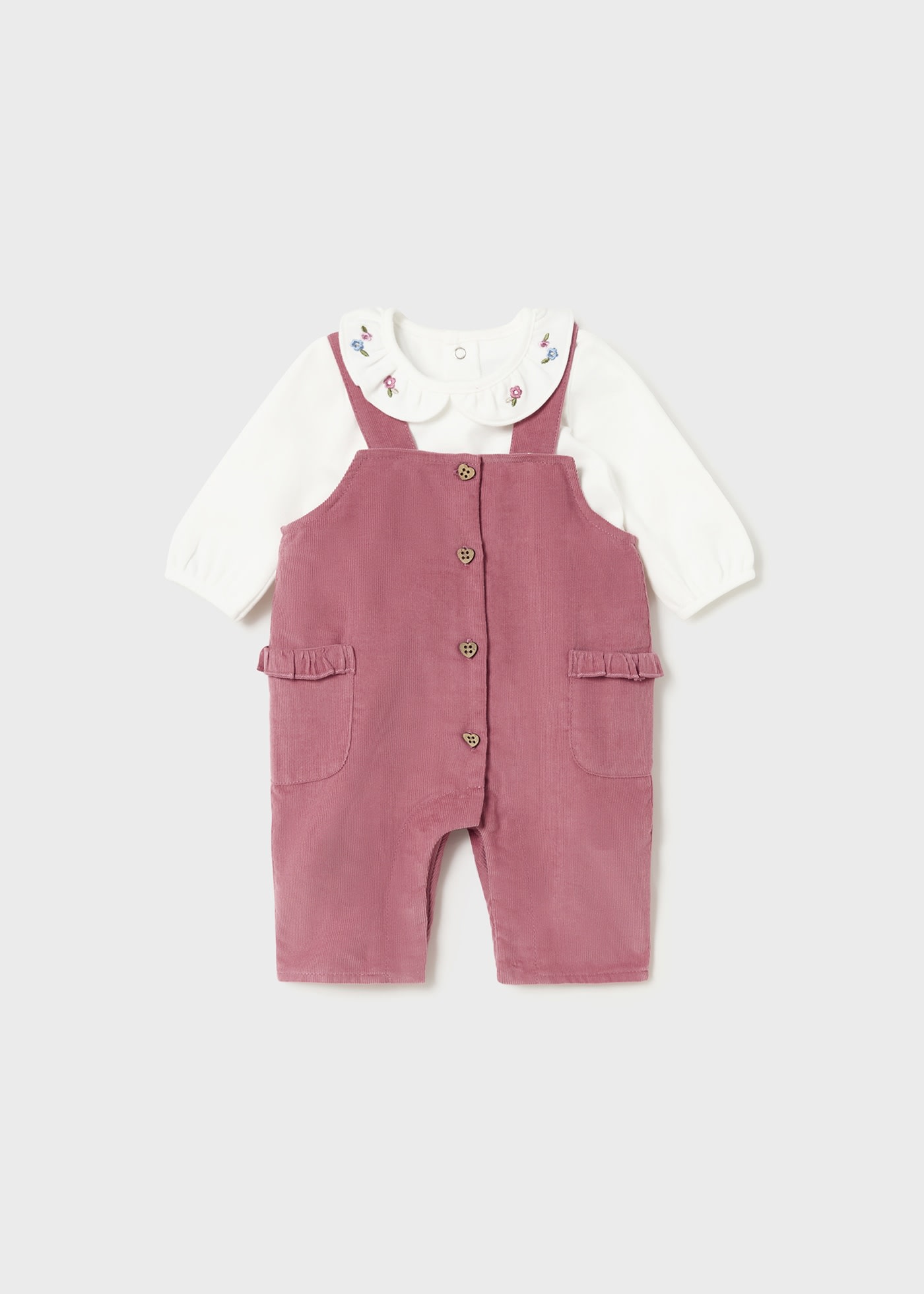 Newborn Girl Ruffle Dungarees and T-Shirt Set