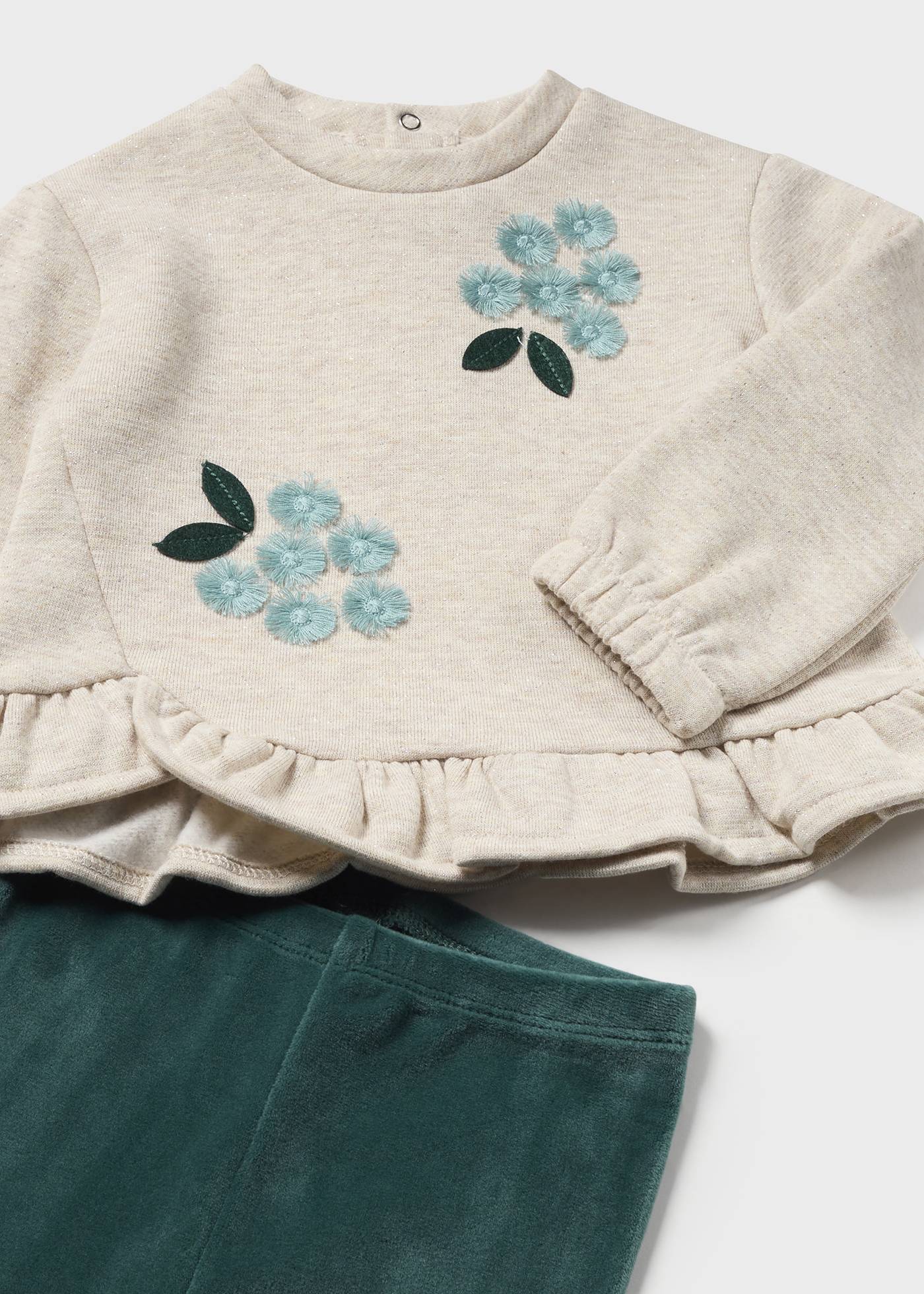 Conjunto leggings e camisola folho bebé