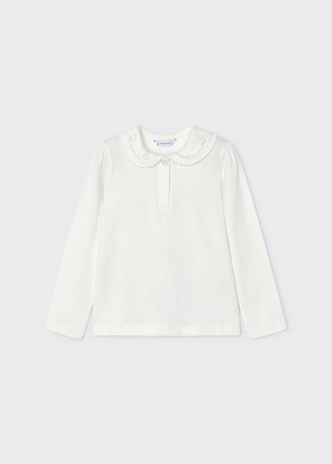 Girl Polo Shirt with Embellished Collar