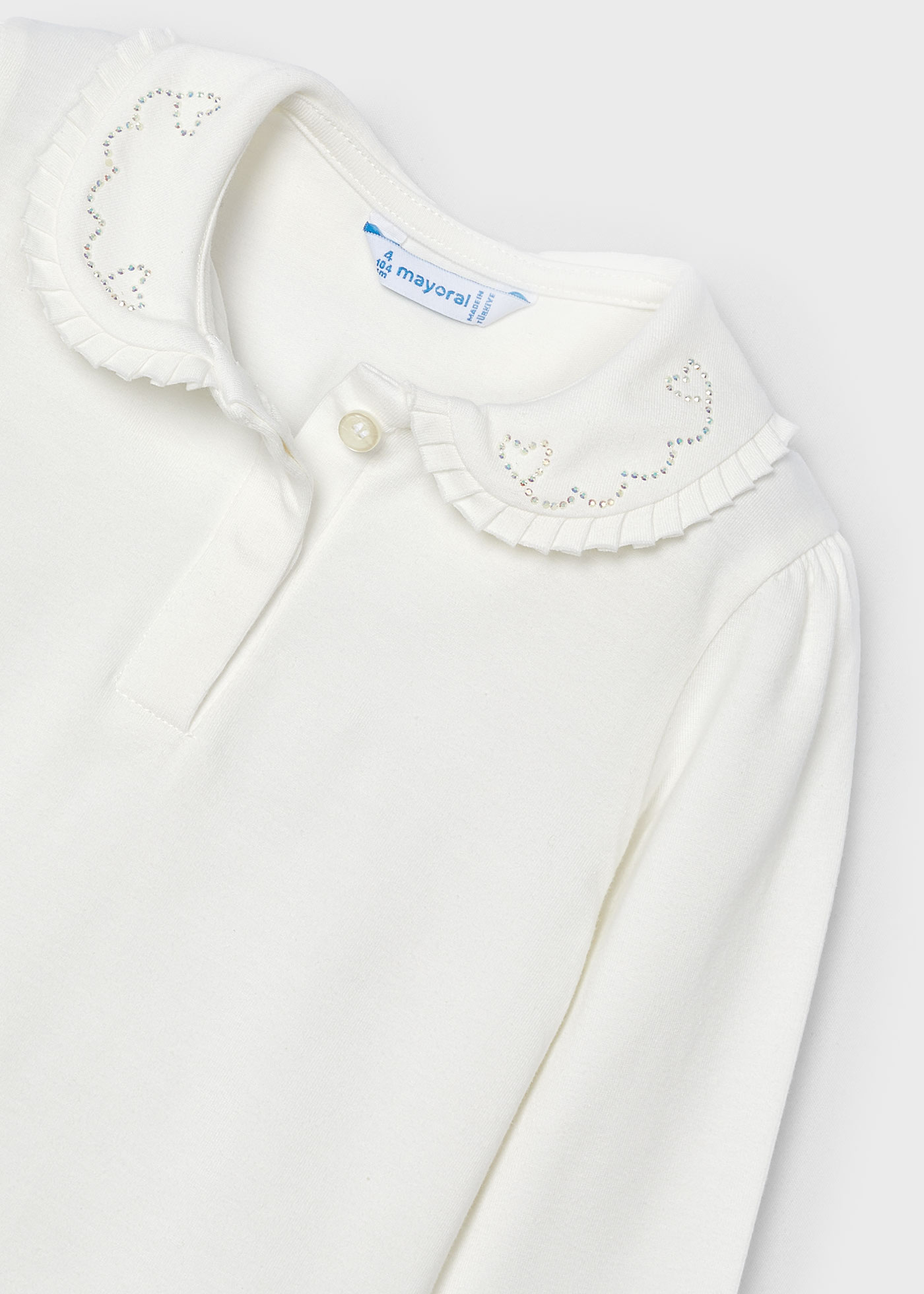 Girl Polo Shirt with Embellished Collar