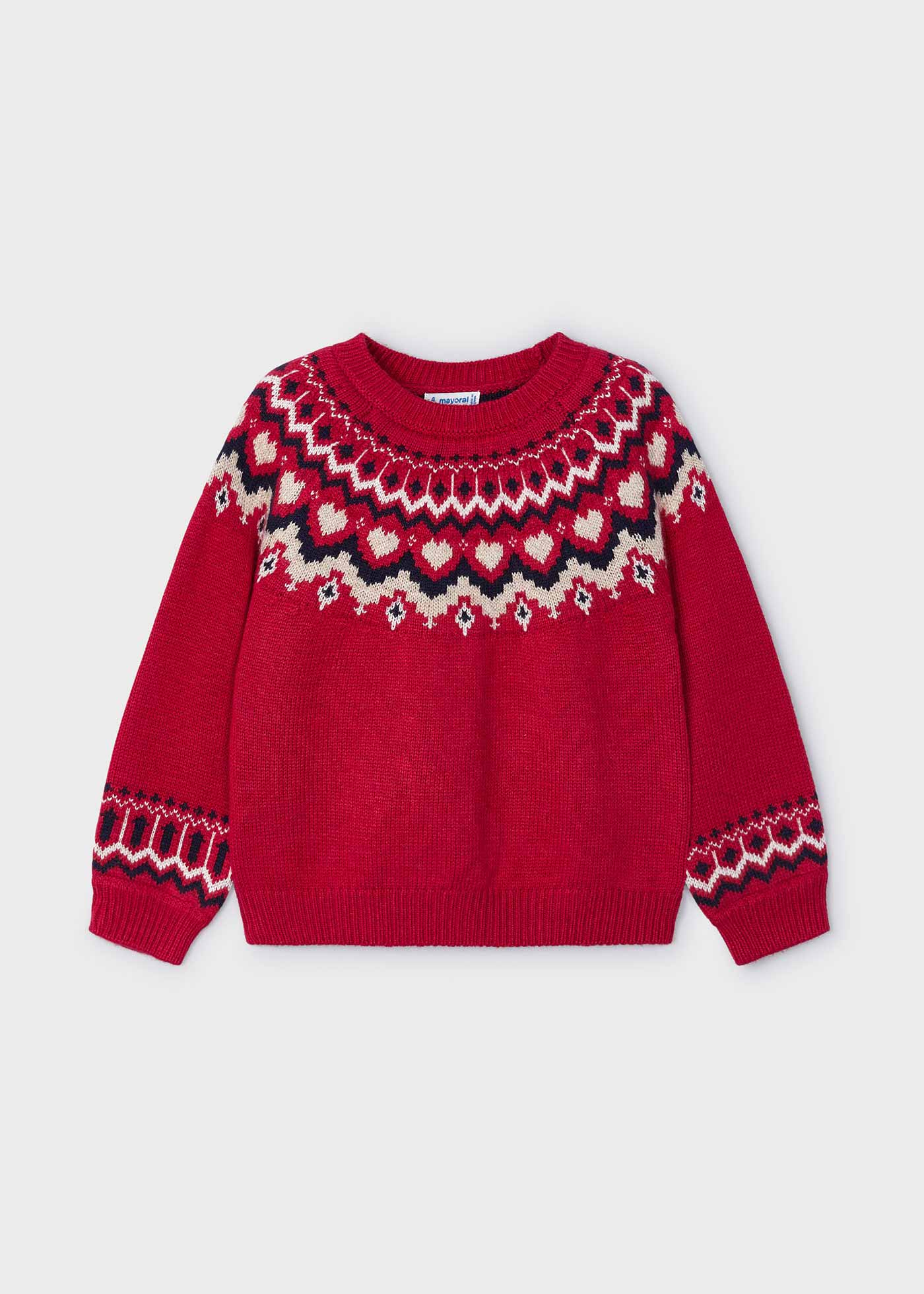 Girl Jacquard Border Jumper