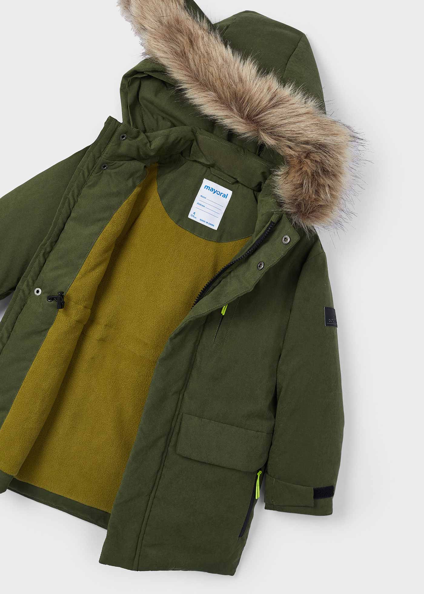 Boy Faux Fur Hood Parka Moss Mayoral