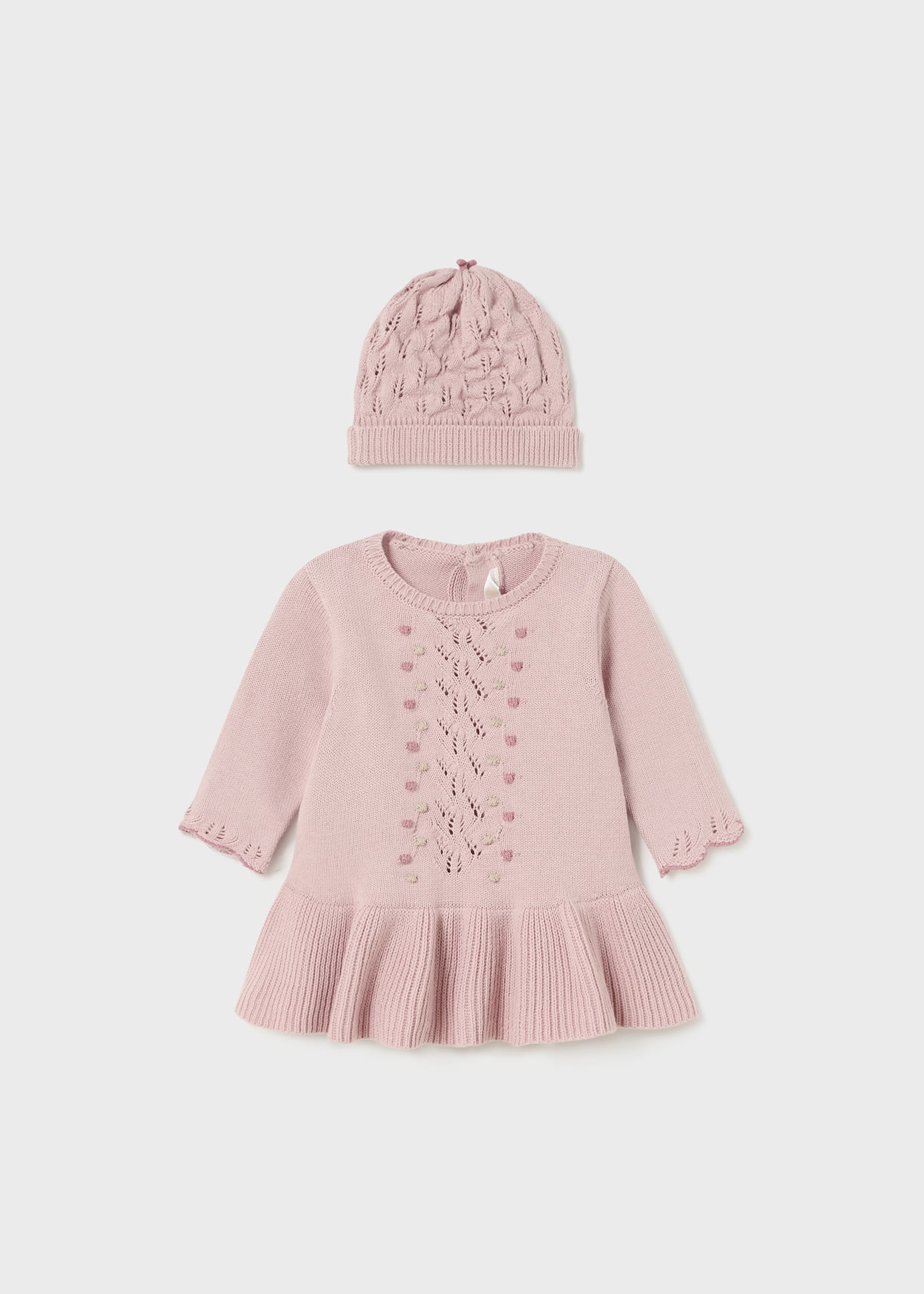 Newborn Girl Knit Dress with Hat