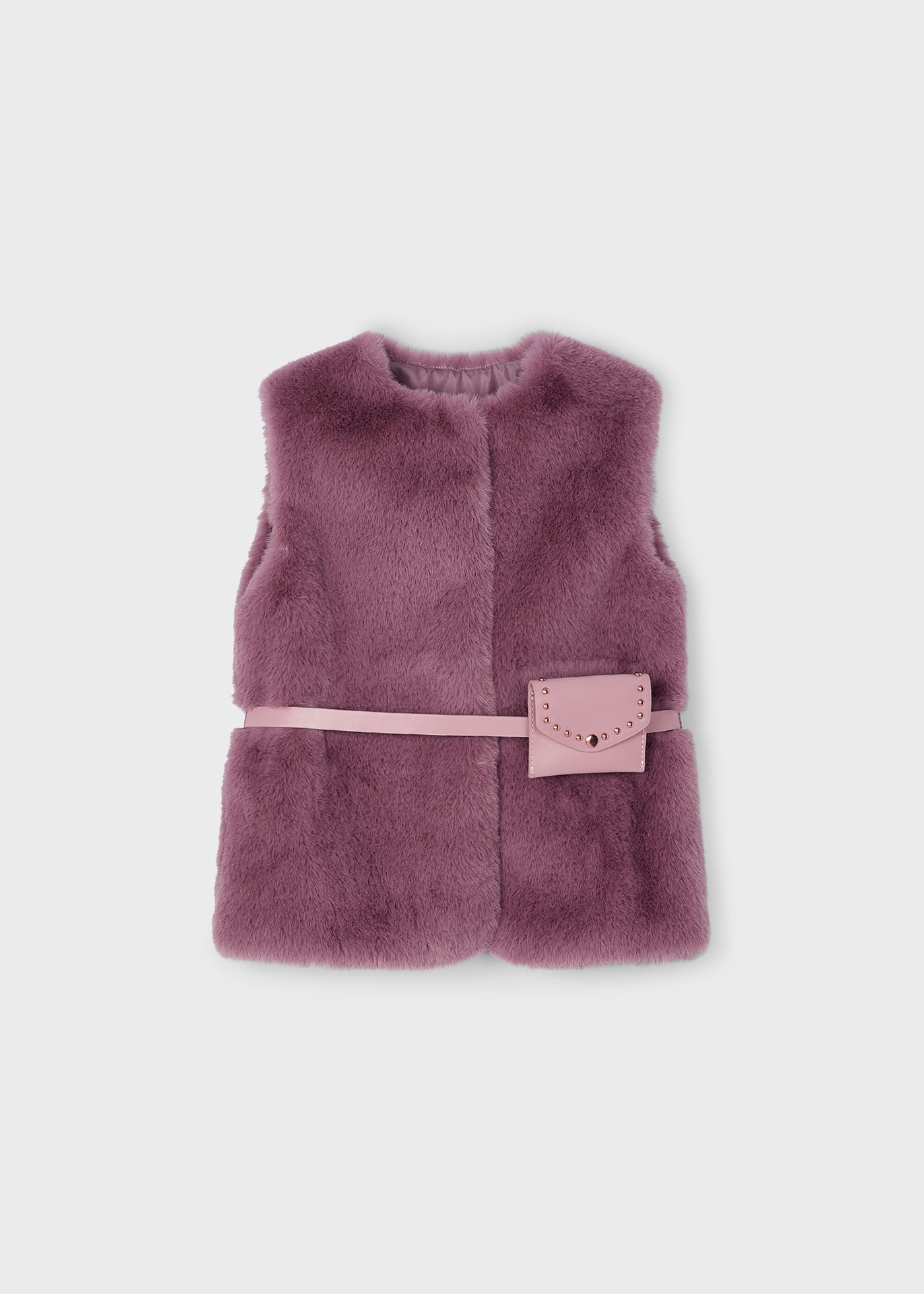 Gilet en fourrure avec ceinture fille