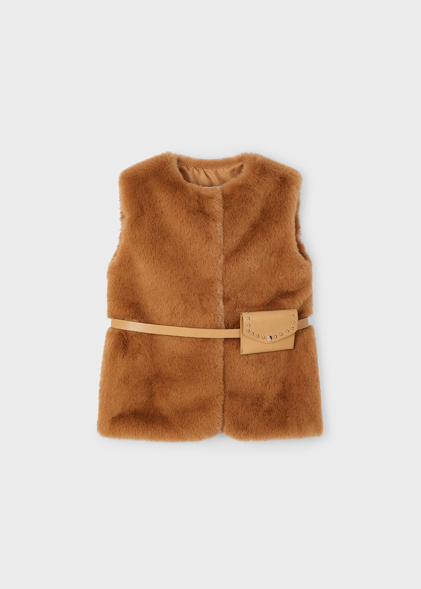 Girl Fur Gilet with Belt