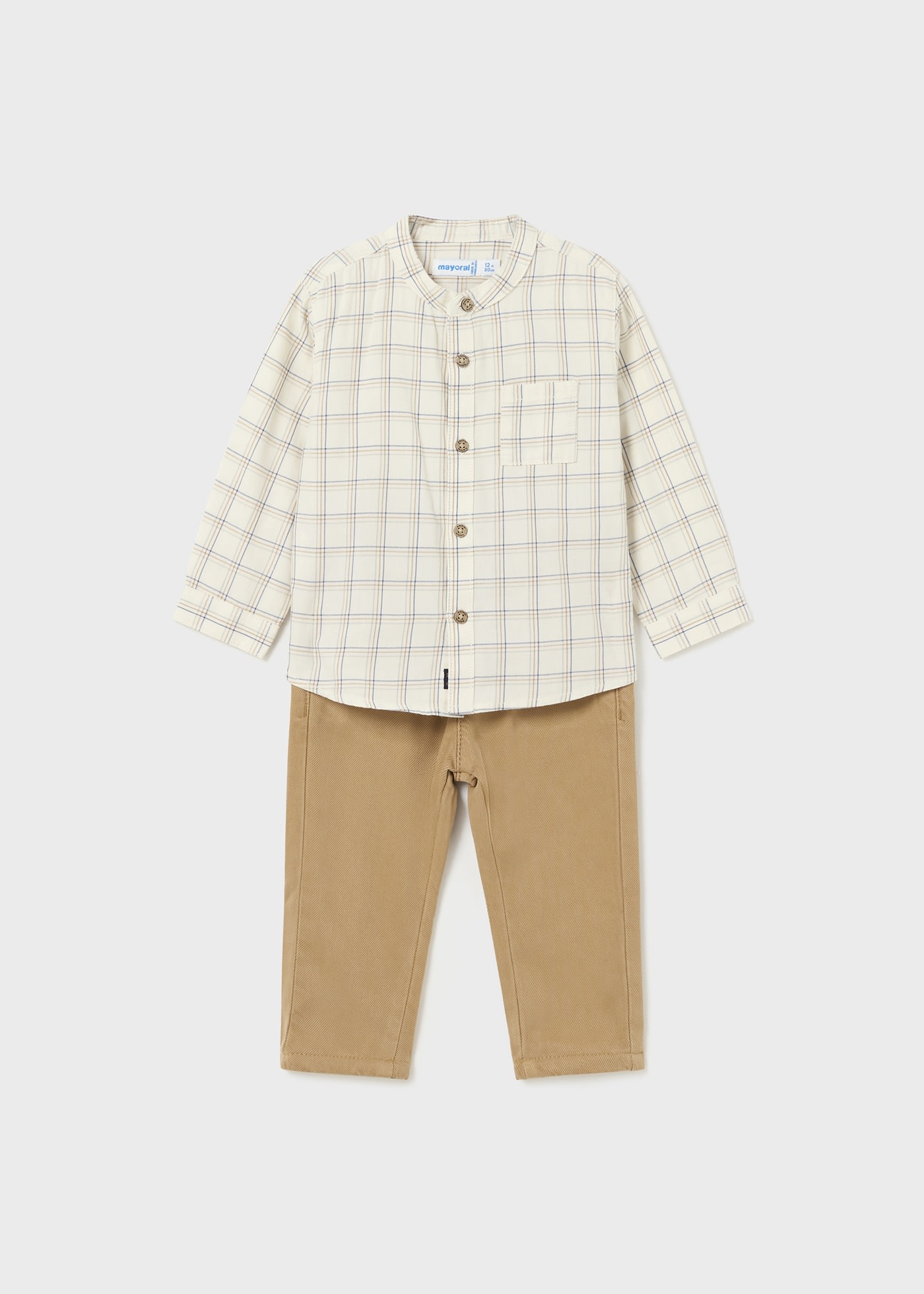 Completo pantalone e camicia quadri neonato