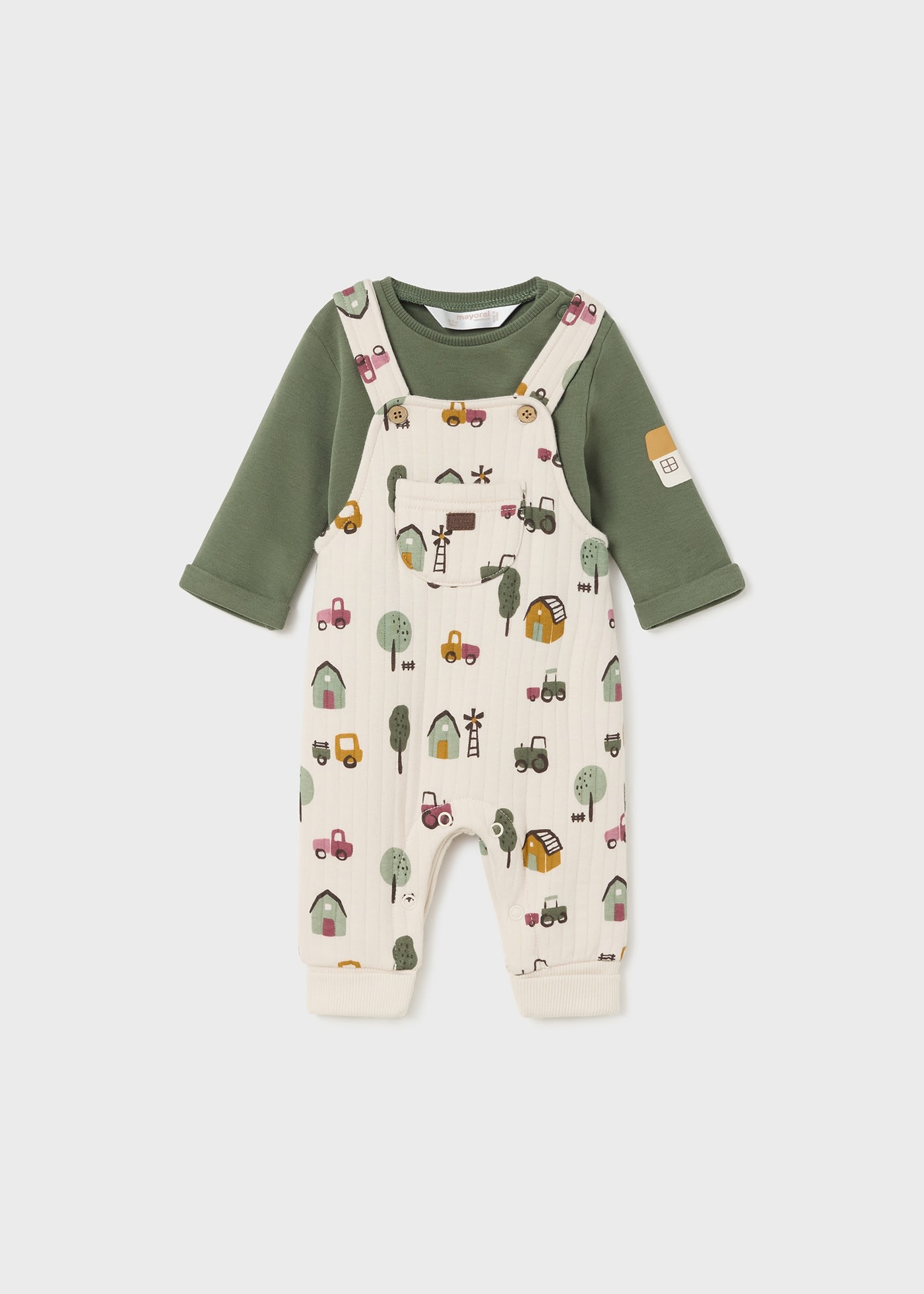 Newborn Boy Print Dungarees and T-Shirt Set