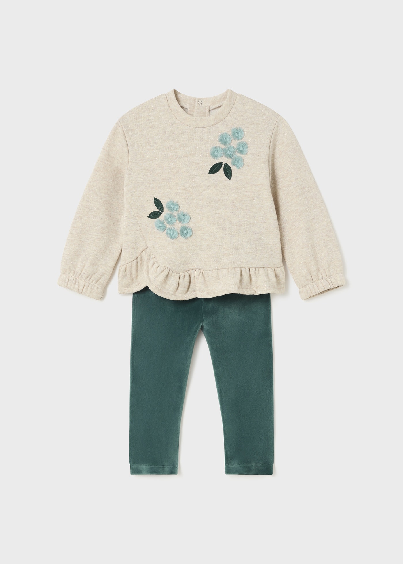 Conjunto leggings e camisola folho bebé