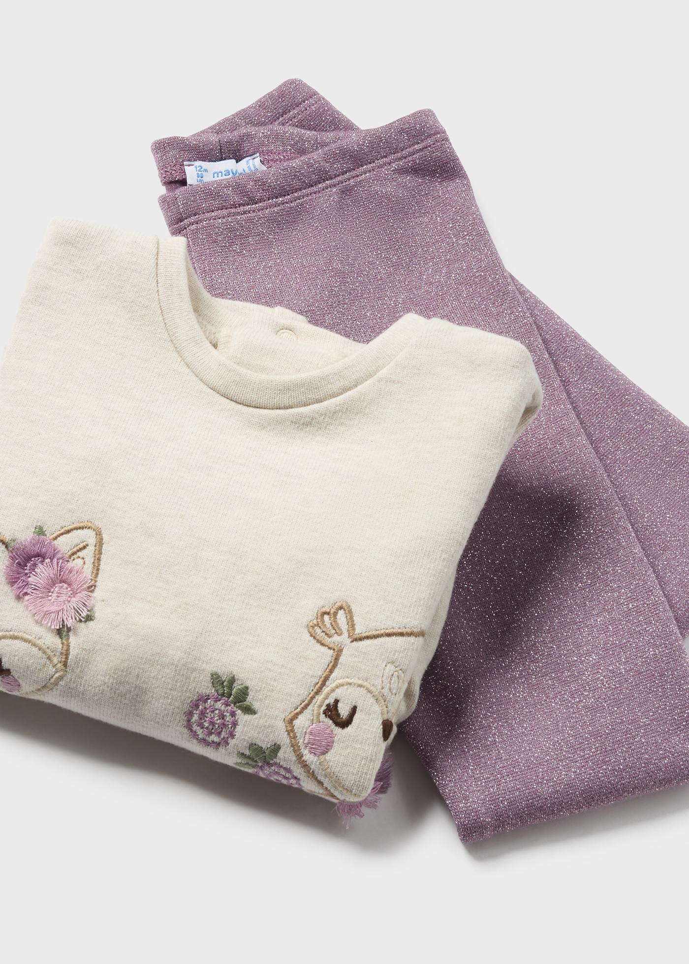Set colanti sclipici si bluza bebe
