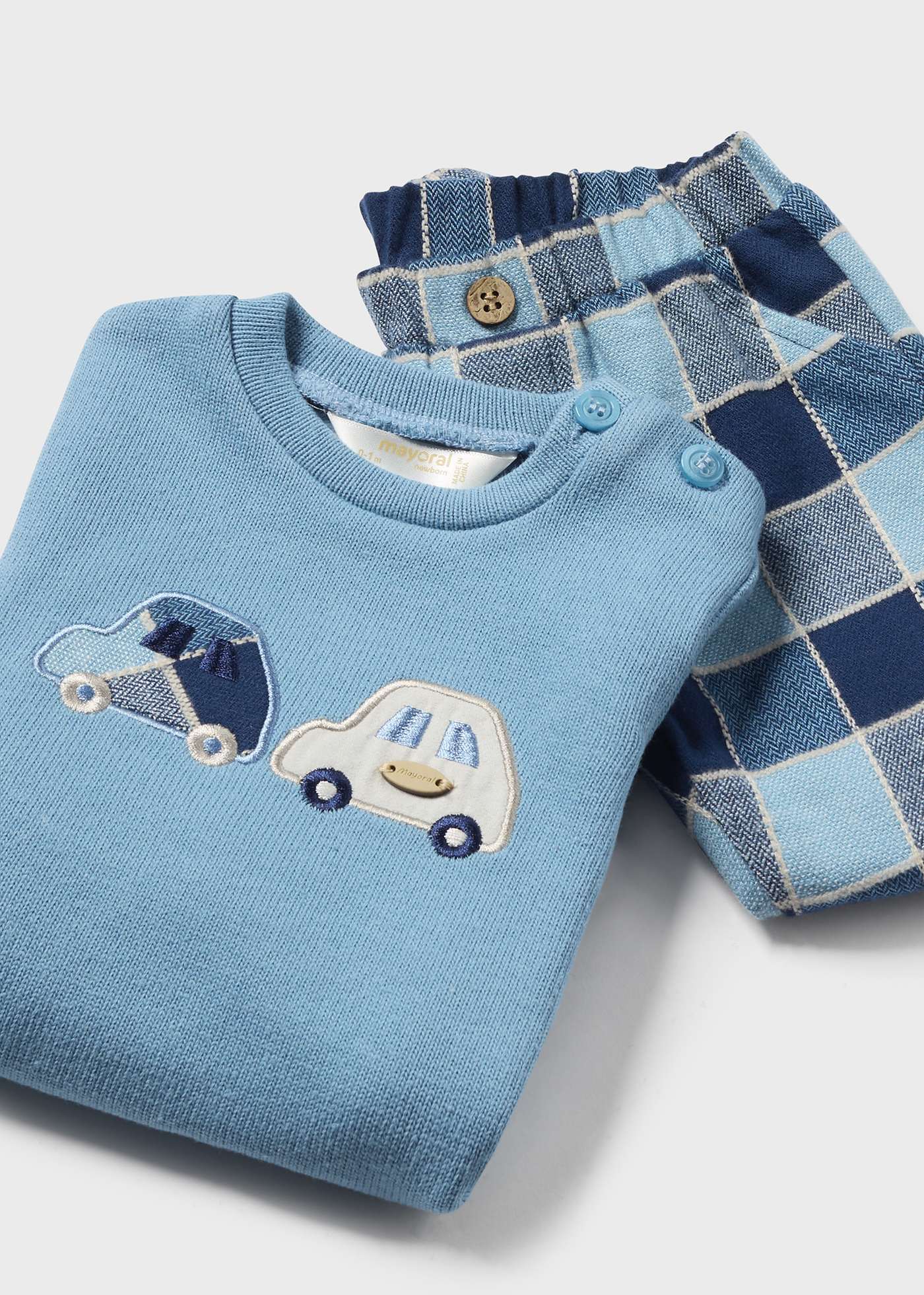 Newborn Boy Checked Trousers and Jumper Set