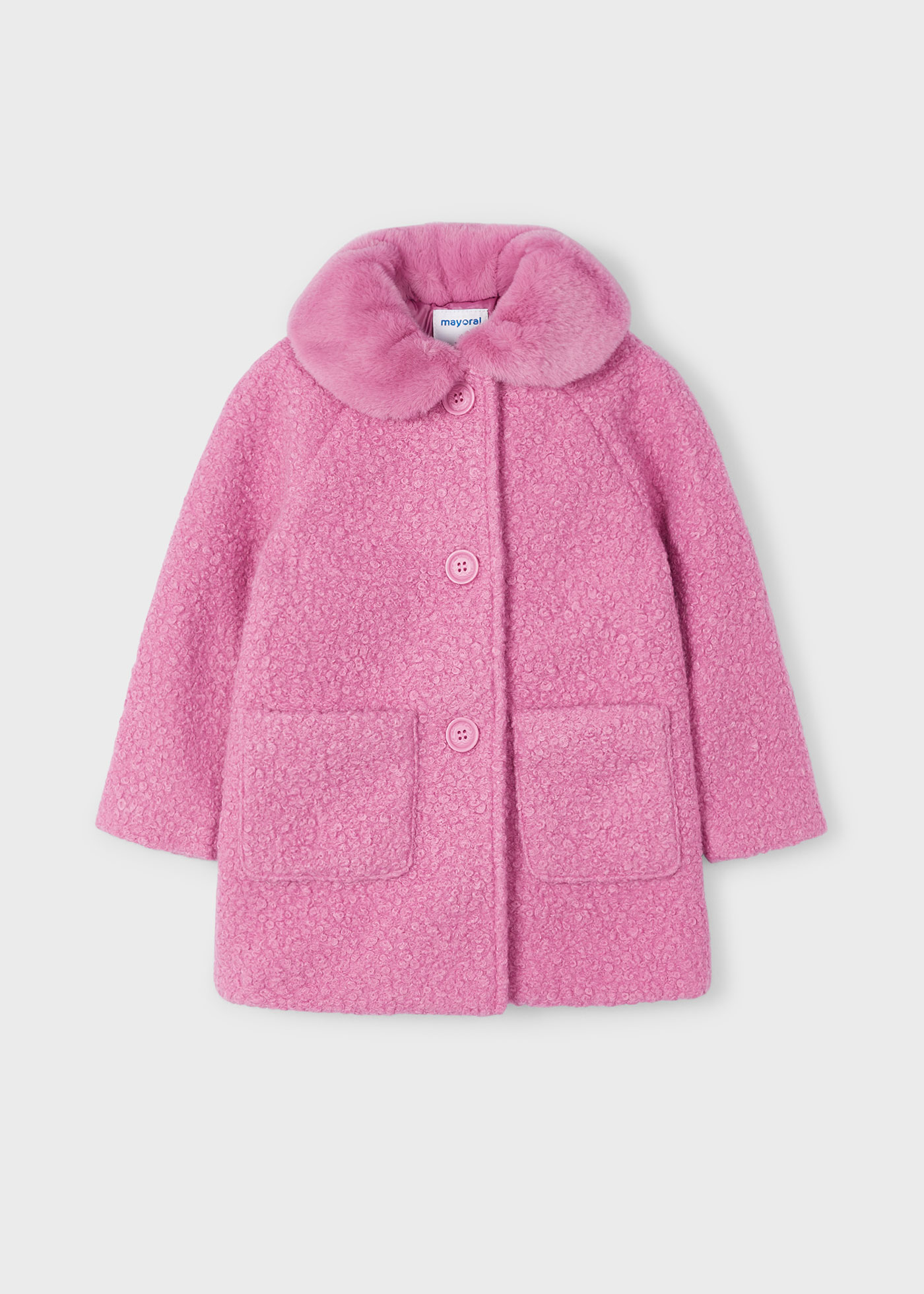 Girl Teddy Coat with Faux Fur Collar