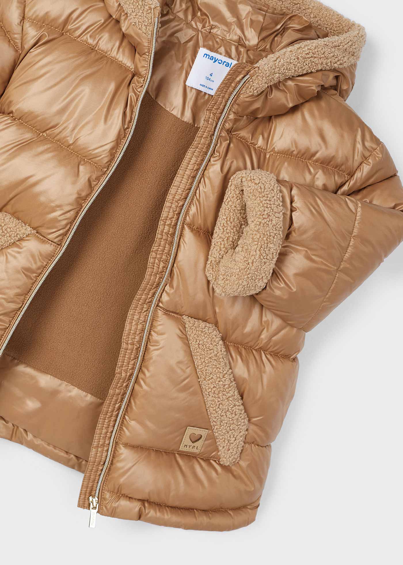 Manteau avec détails en fourrure fille