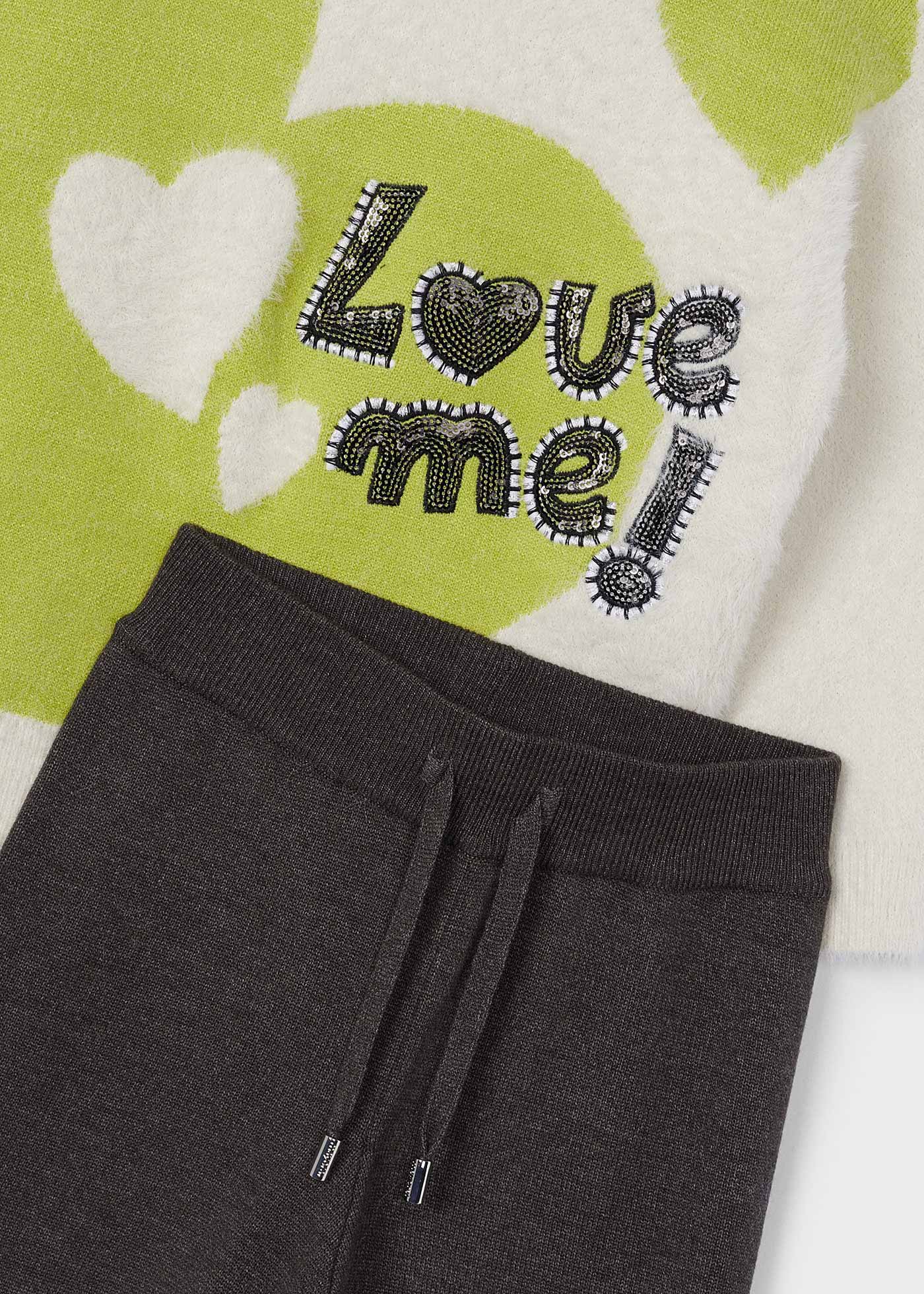 Completo pantalone in maglia e maglione bambina