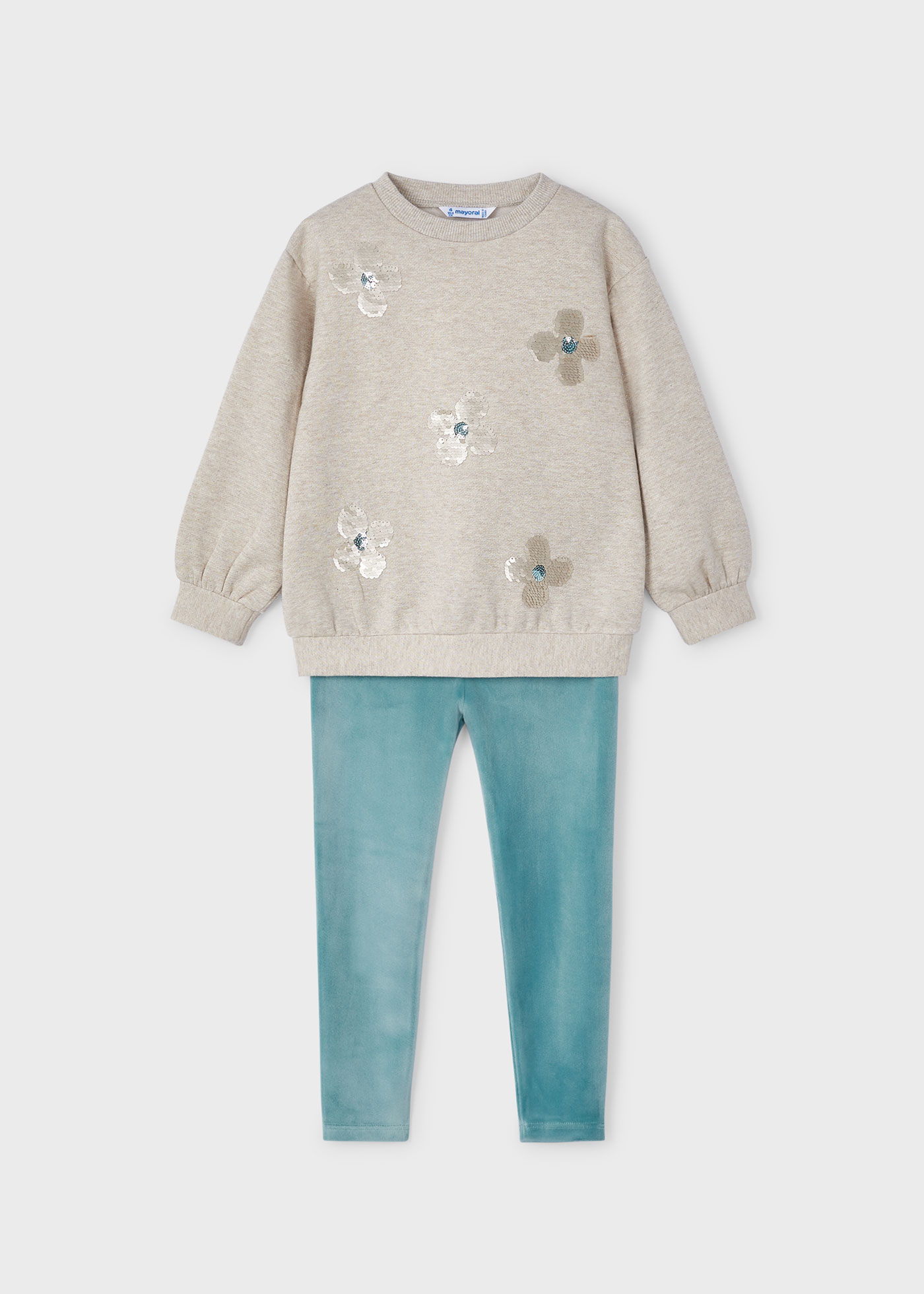 Completo leggings e felpa lustrini bambina