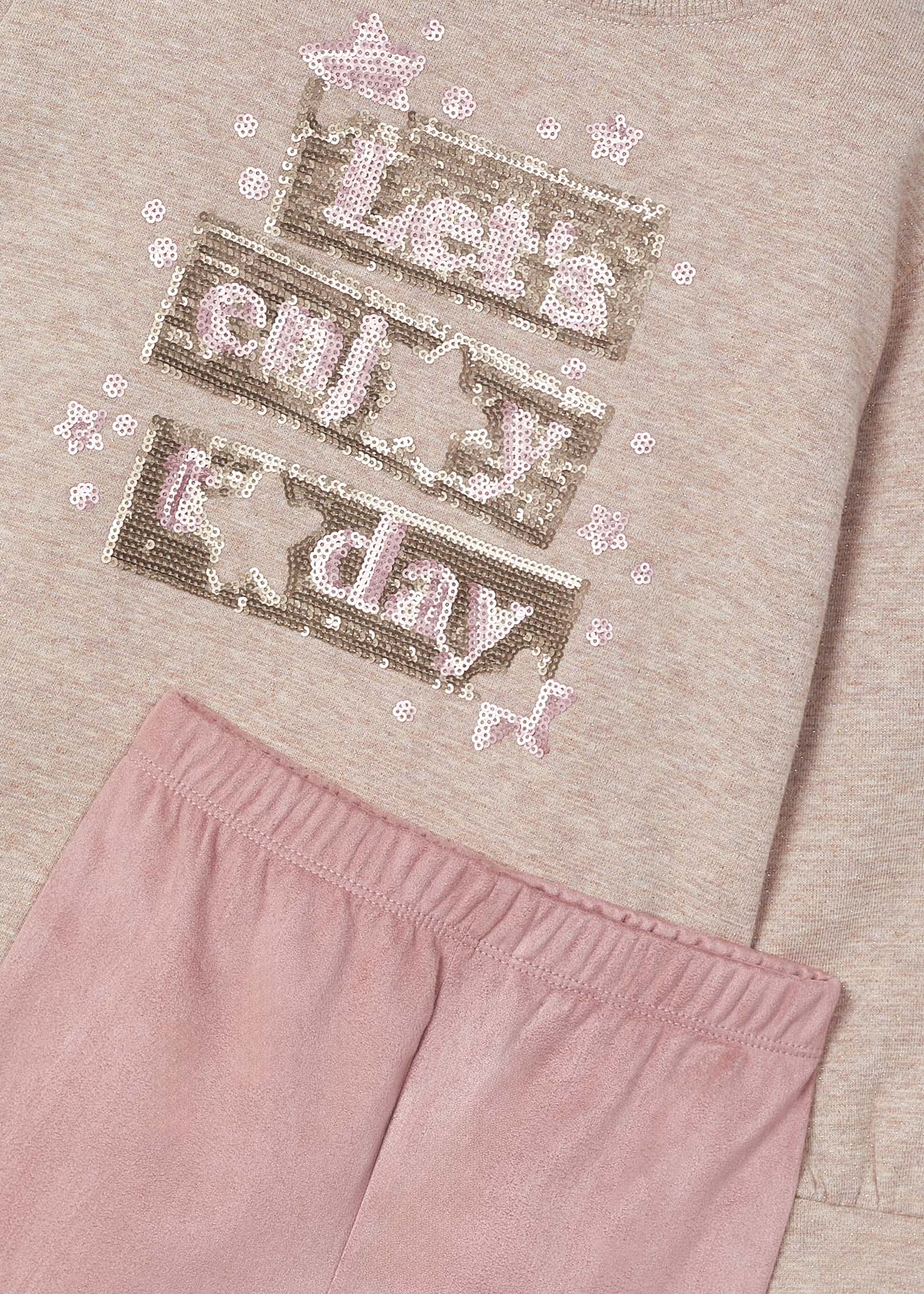Completo leggings ciniglia e felpa bambina