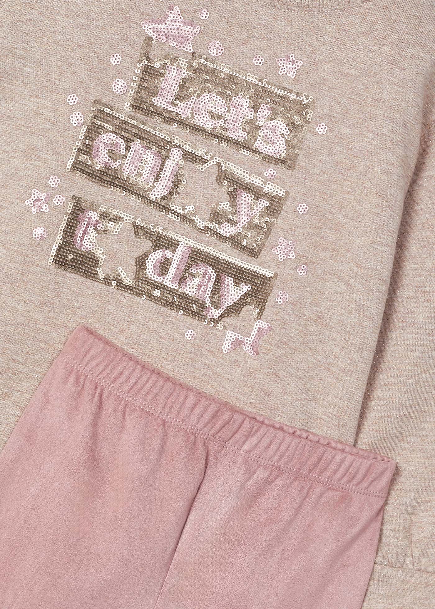 Girl Suede Legging and Sweatshirt Set