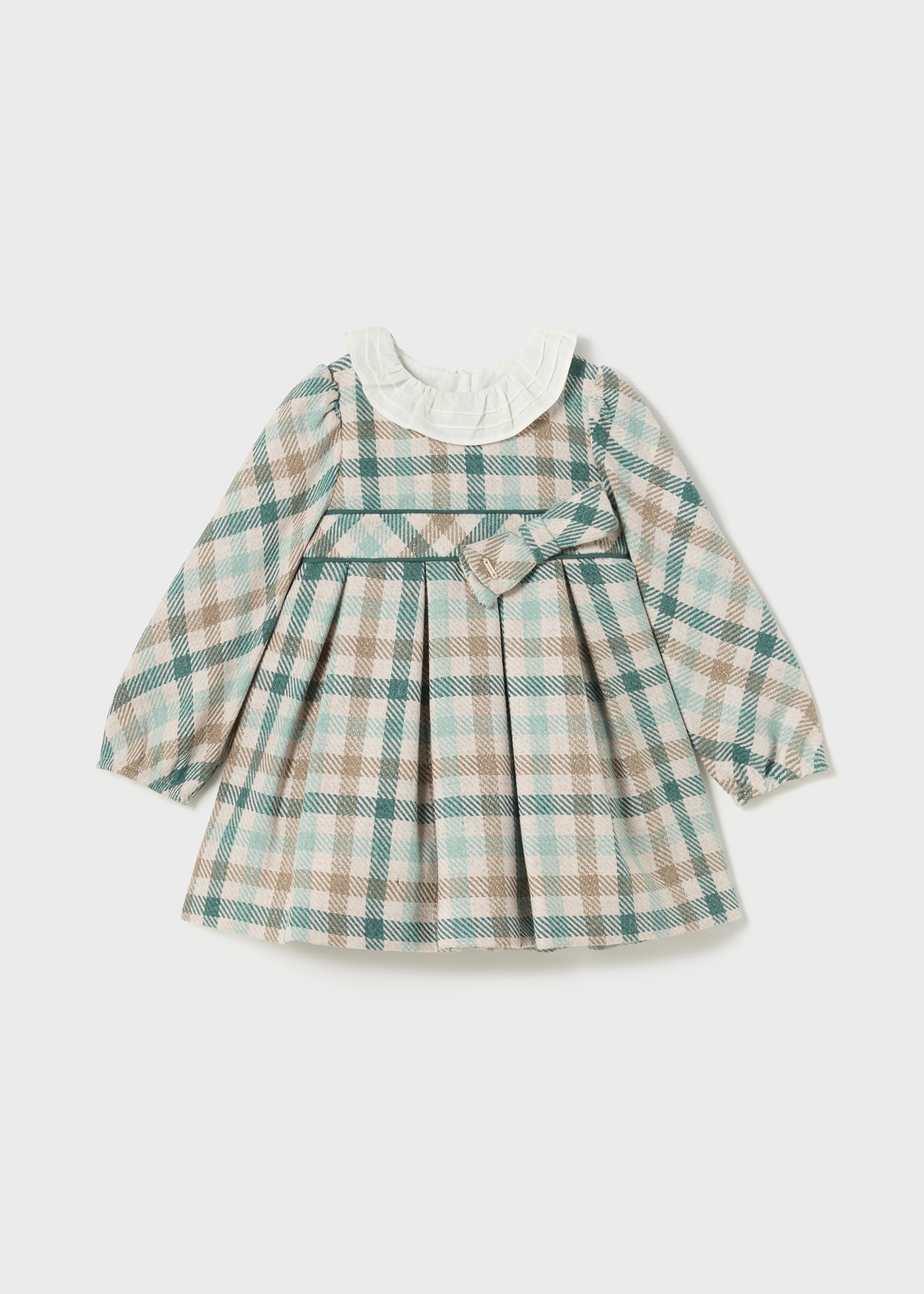 Baby Checked Ruffle Neck Dress