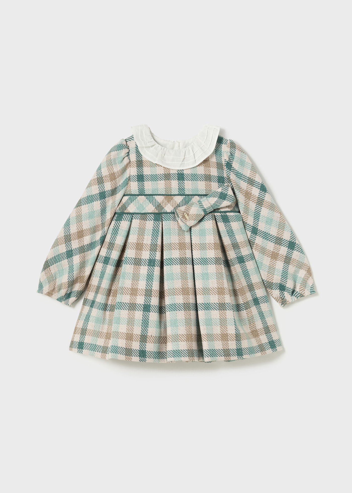 Vestito quadri colletto volant neonata
