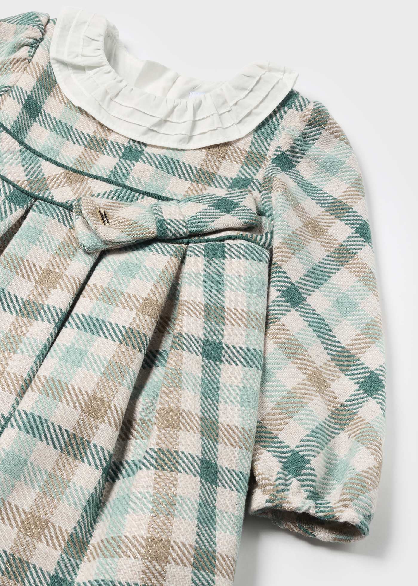 Vestito quadri colletto volant neonata