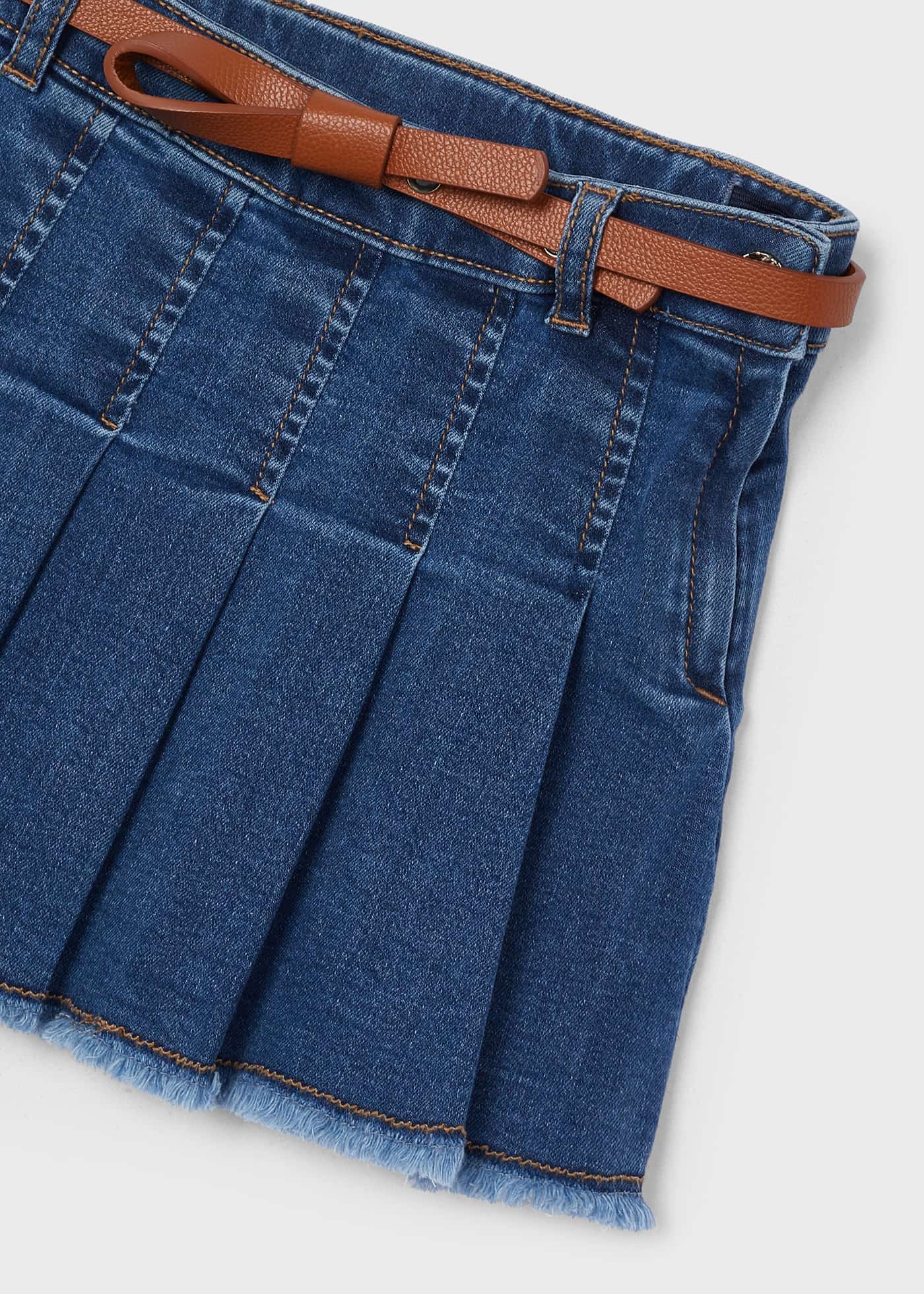Denim skirt with belt for girls