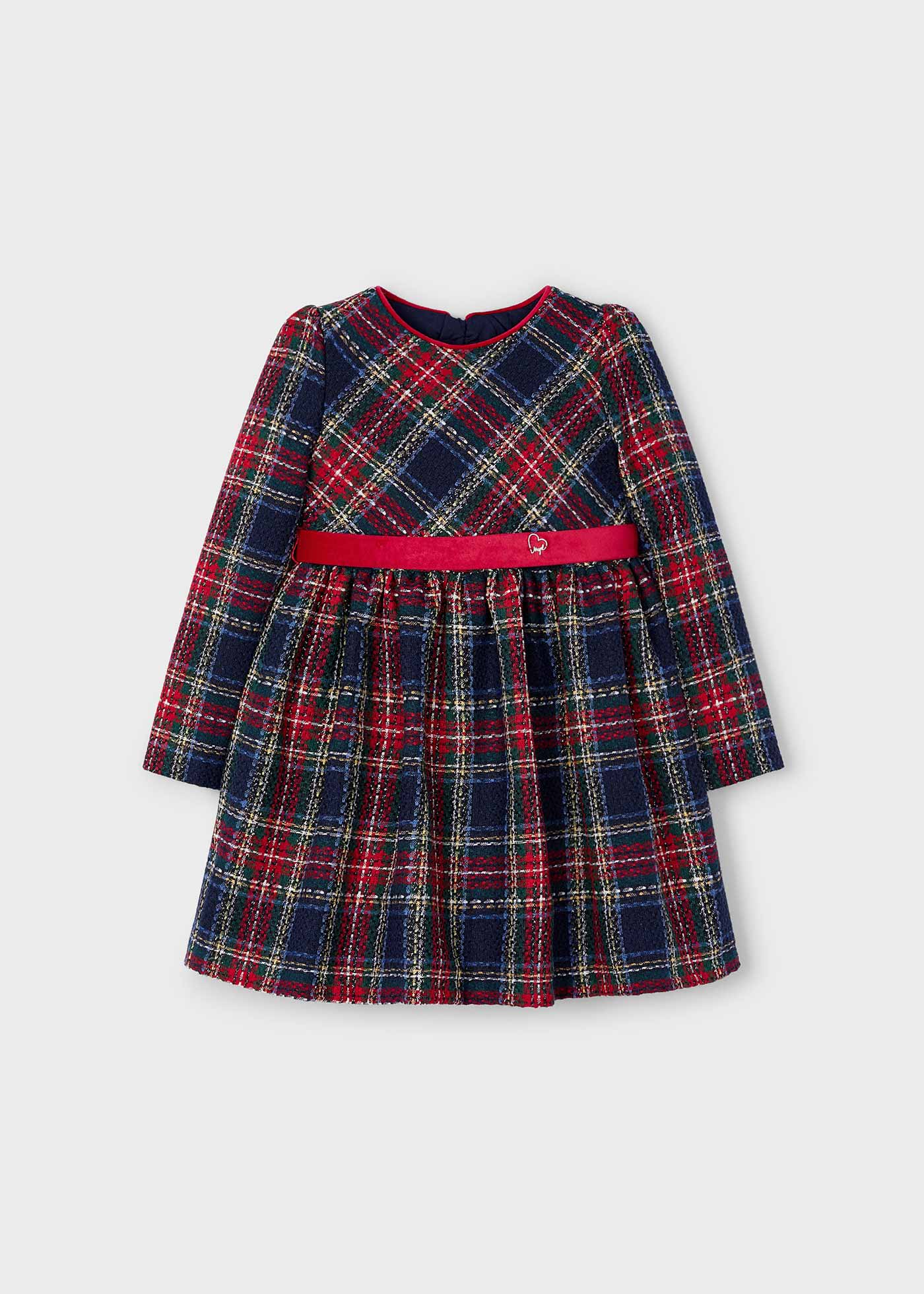 Robe à carreaux ruban de velours fille