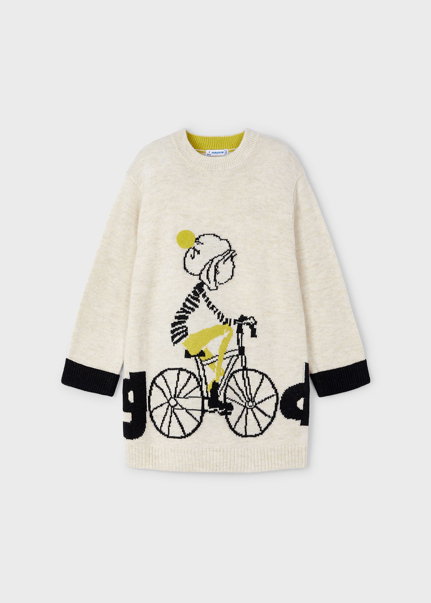 Knit dress bicycle print for girls