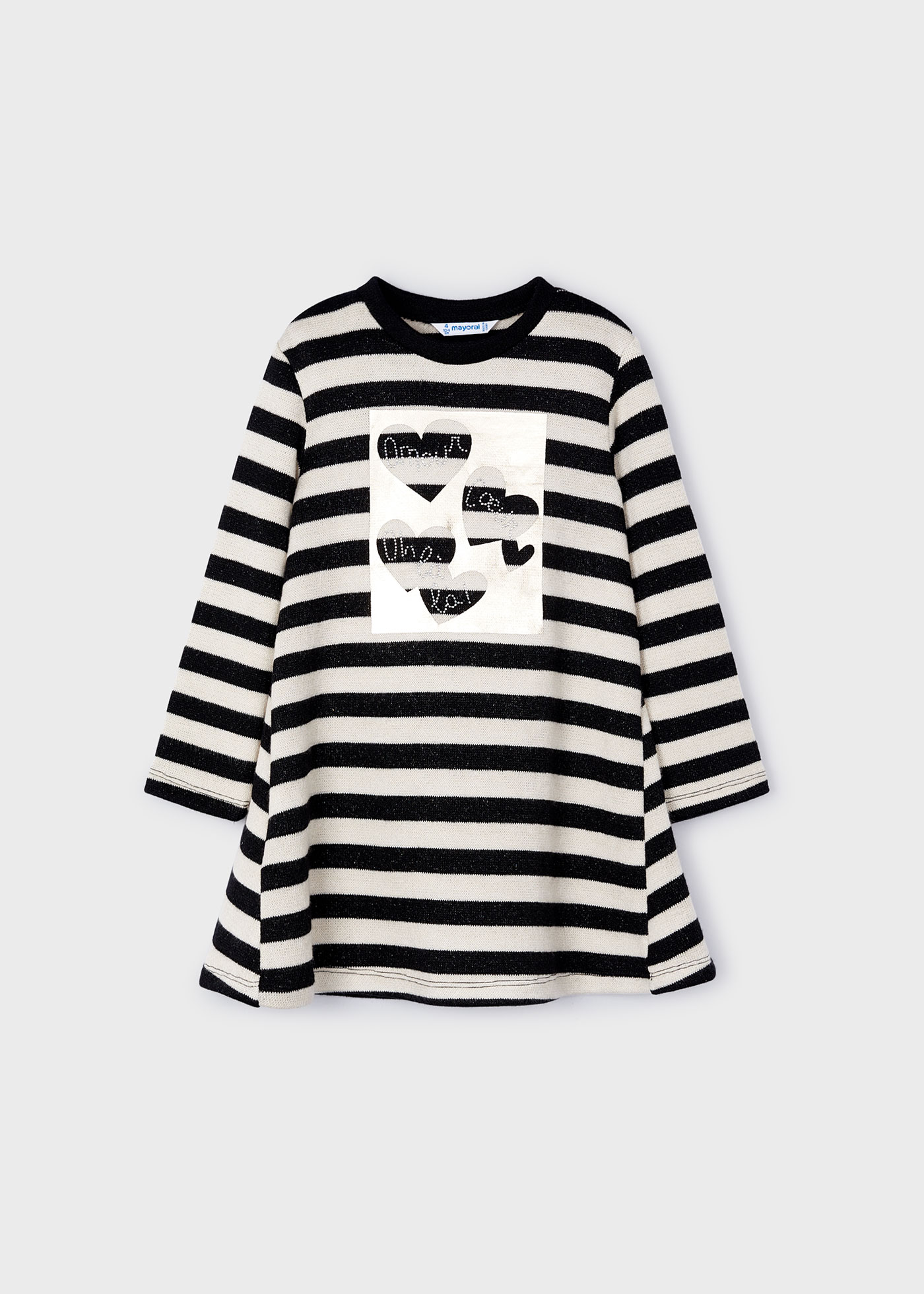 Girl Striped Metallic Stitch Sweater