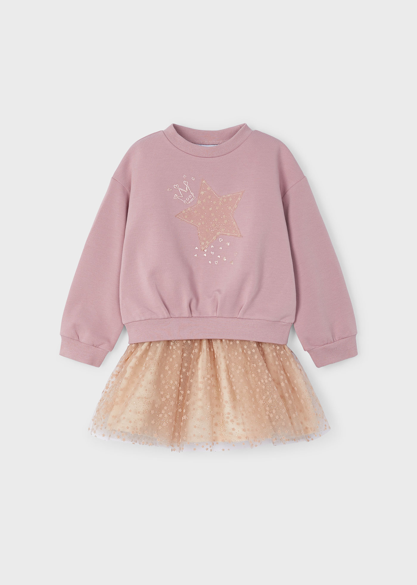 Conjunto saia tule e sweat menina
