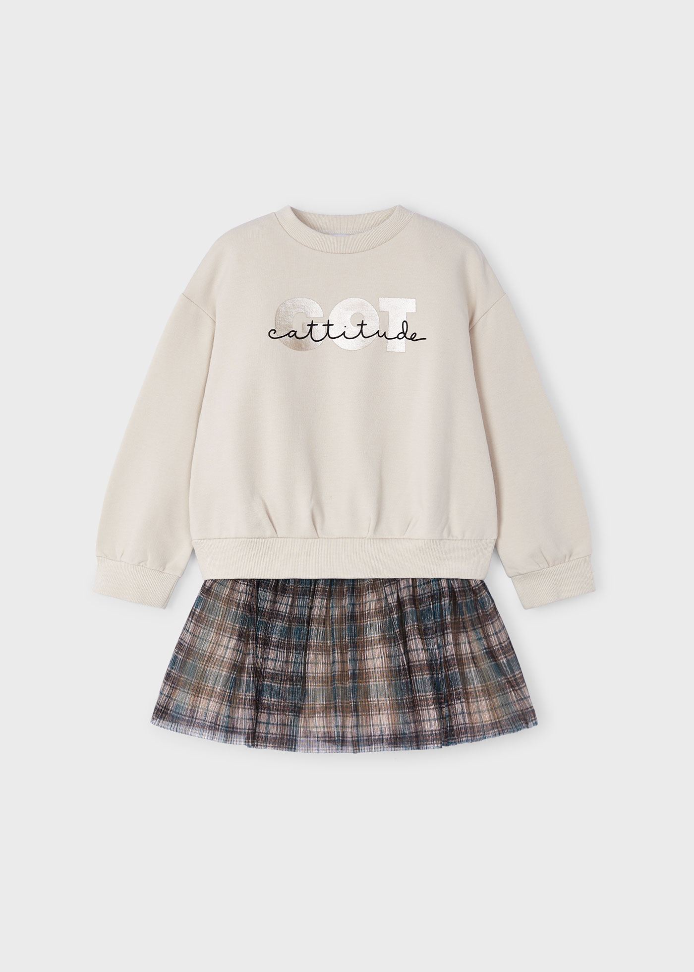 Conjunto saia tule e sweat menina