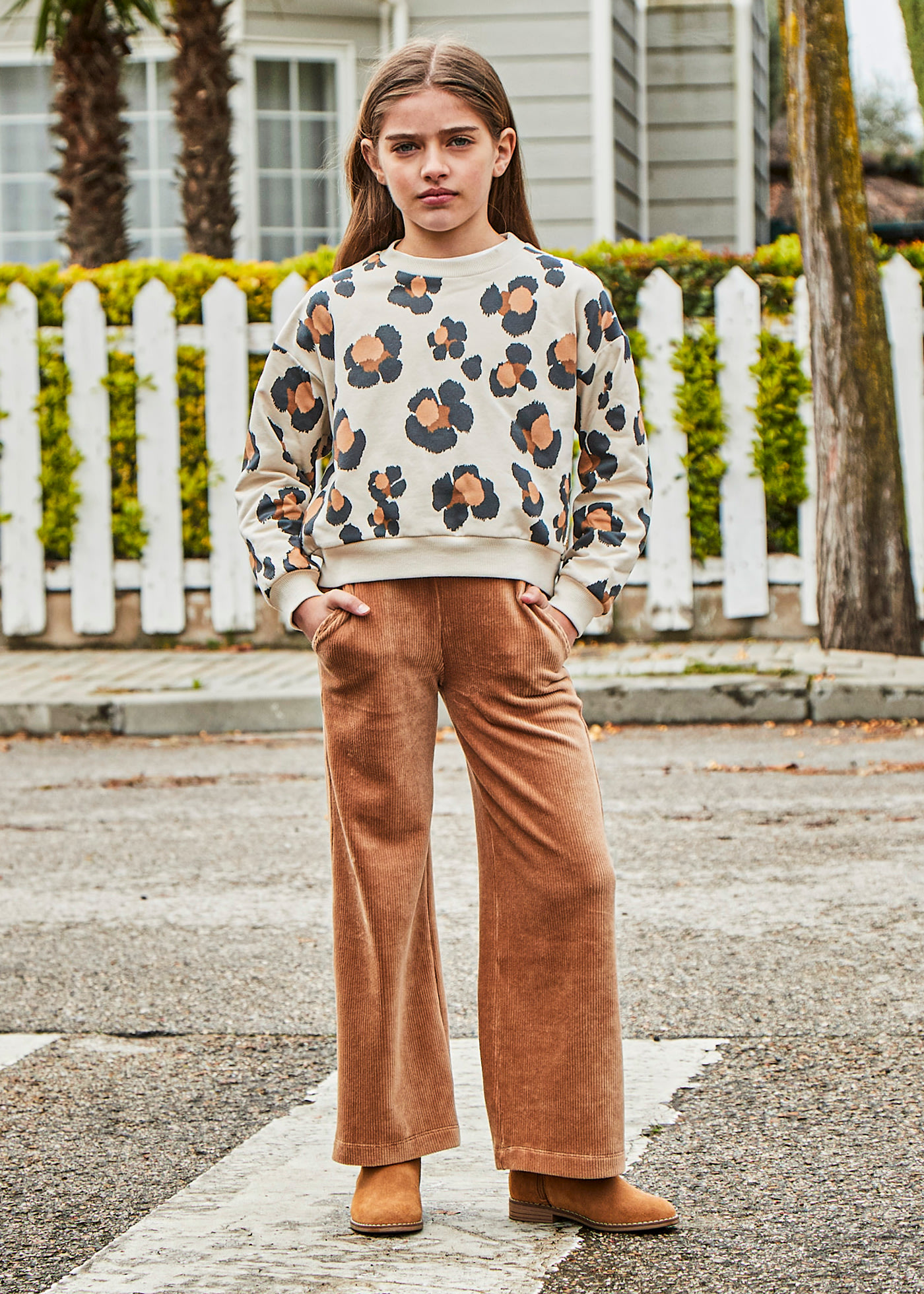 Pantalone a campana velluto a costine ragazza