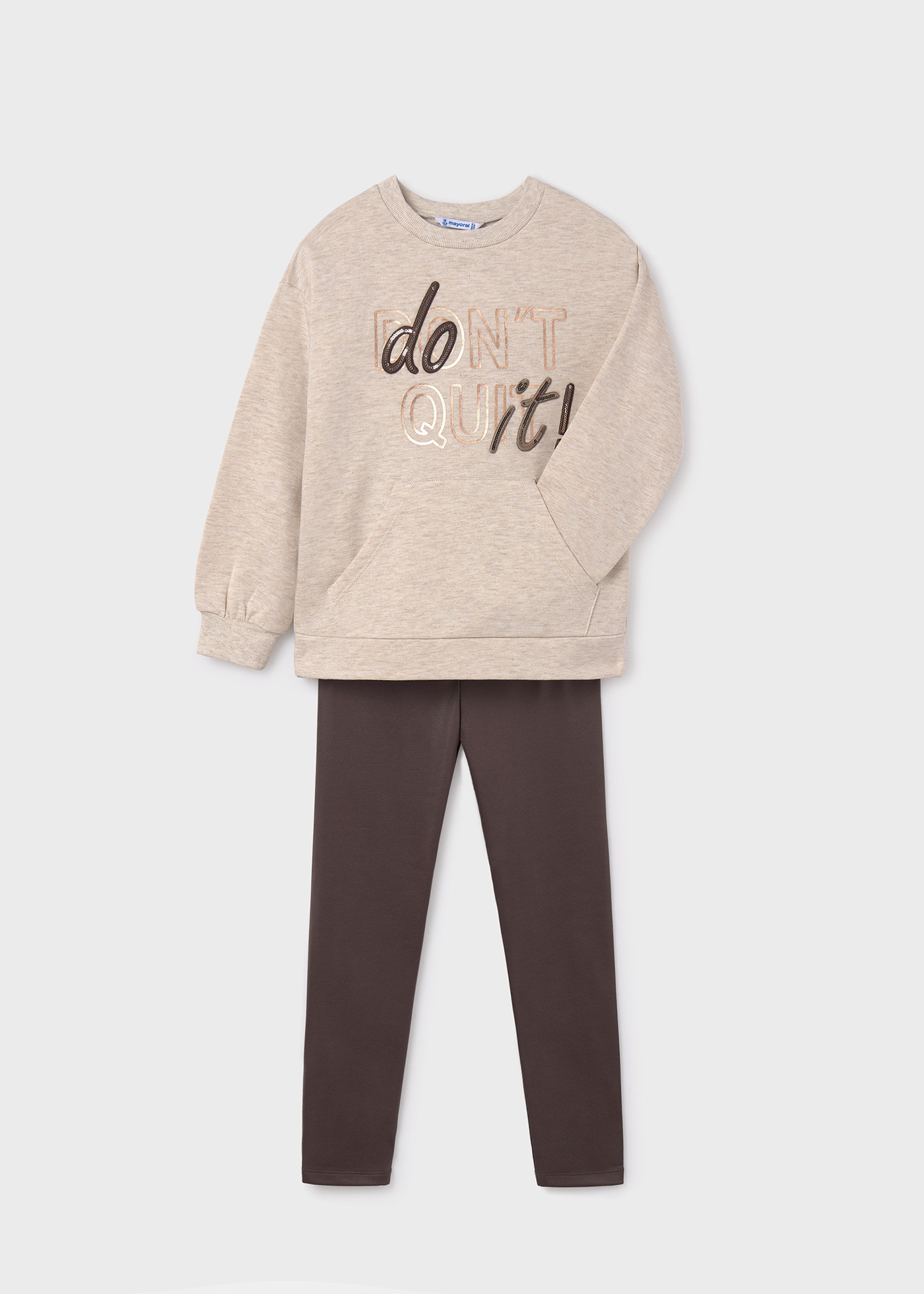 Set Leggings und Sweatshirt Text Teenager Mädchen