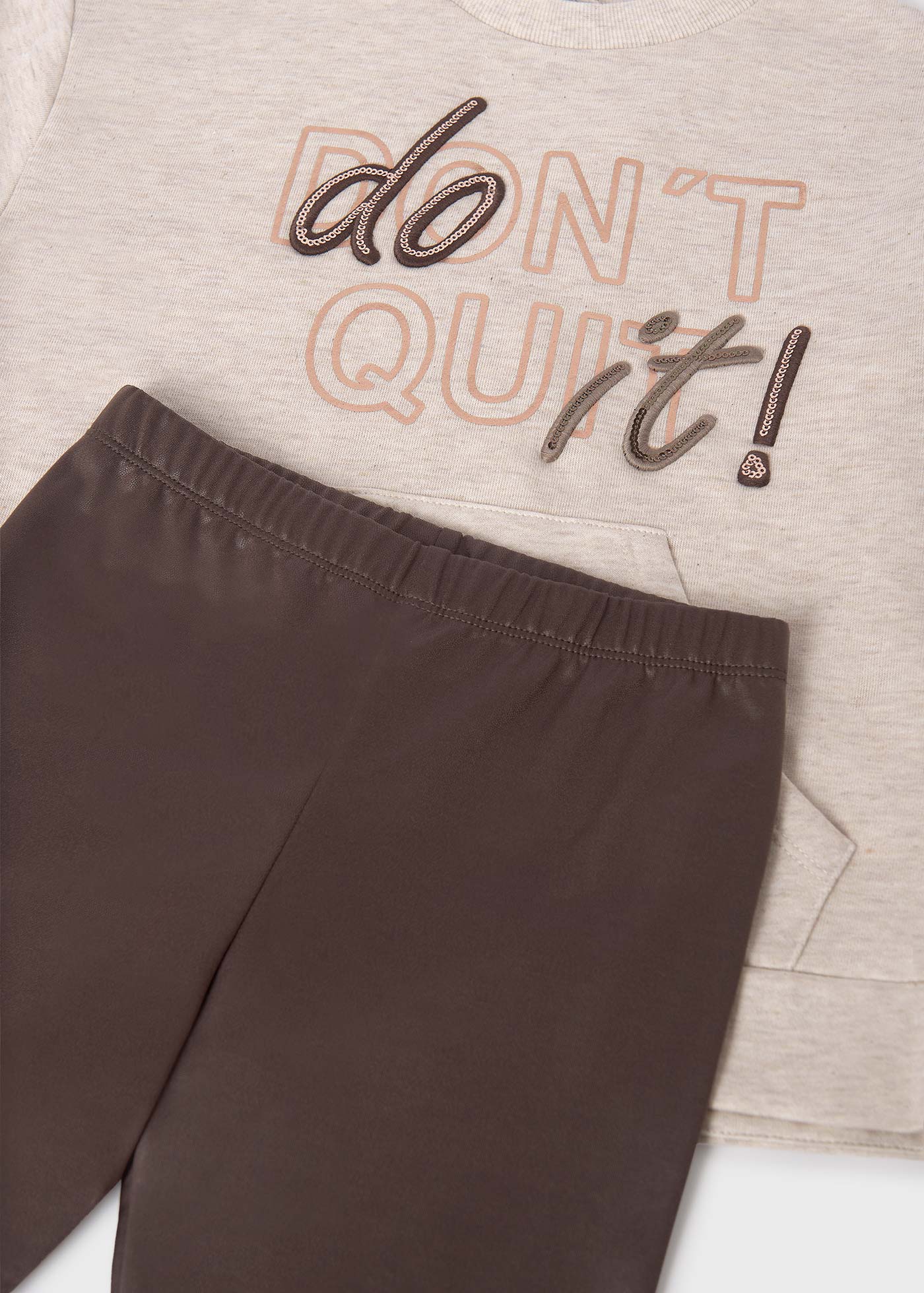 Set Leggings und Sweatshirt Text Teenager Mädchen