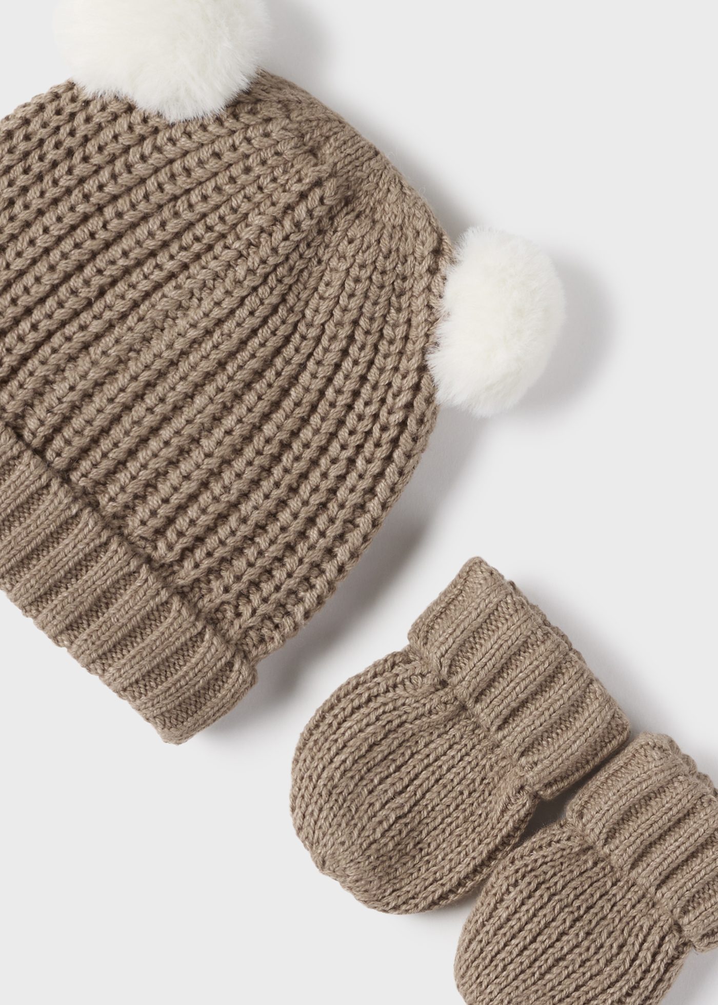 Strick-Set Mütze und Fäustlinge Neugeborene Jungen