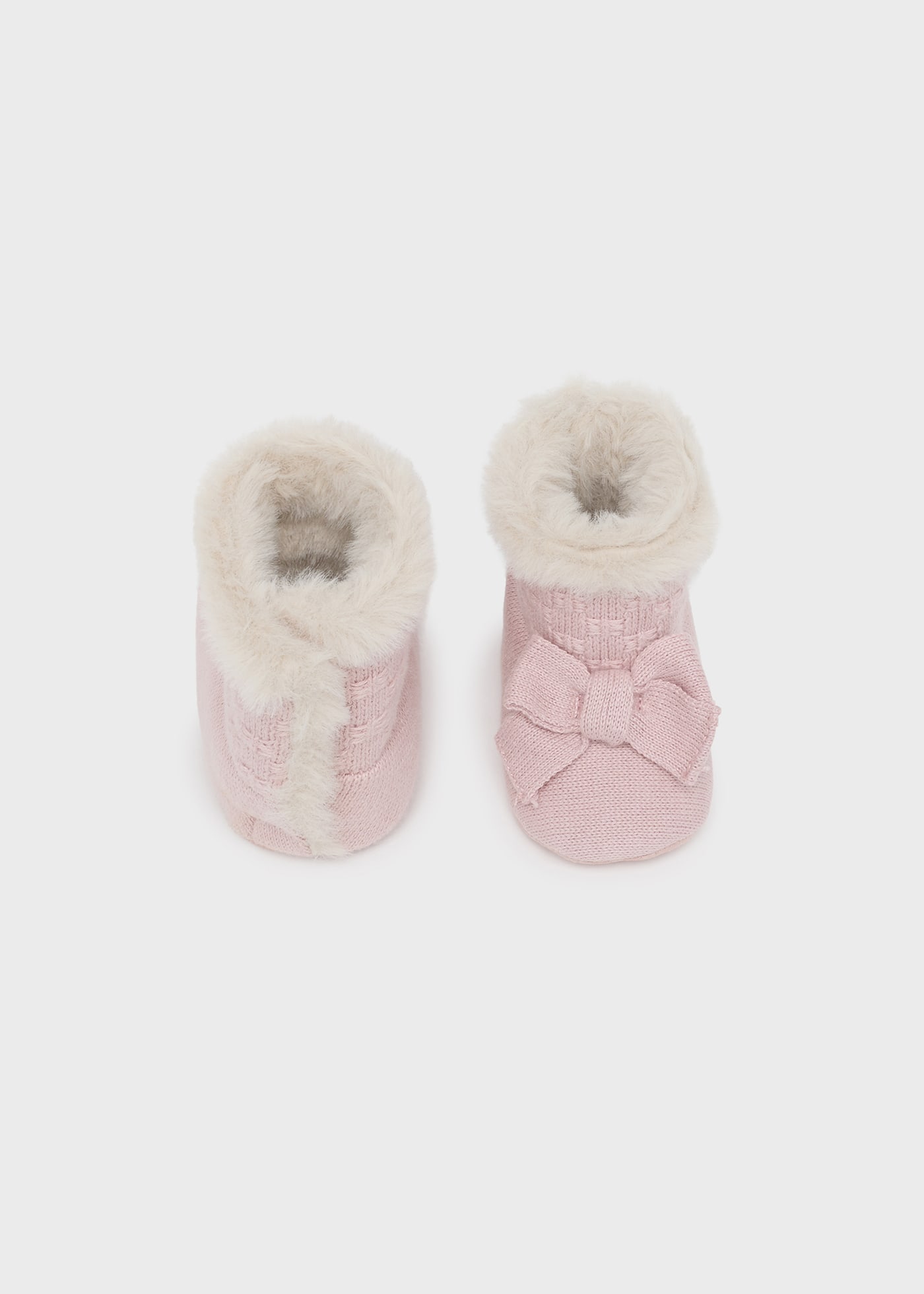 Newborn Girl Knit Fur Boots