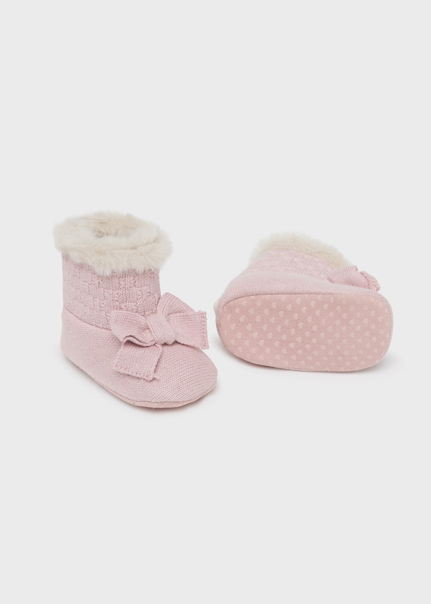 Newborn Girl Knit Fur Boots