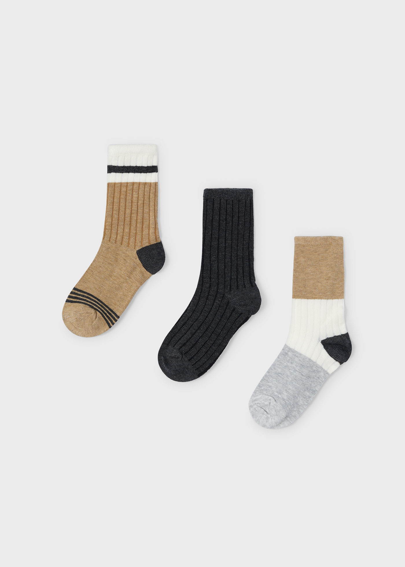 Boy Set of 3 Block Coloured Socks