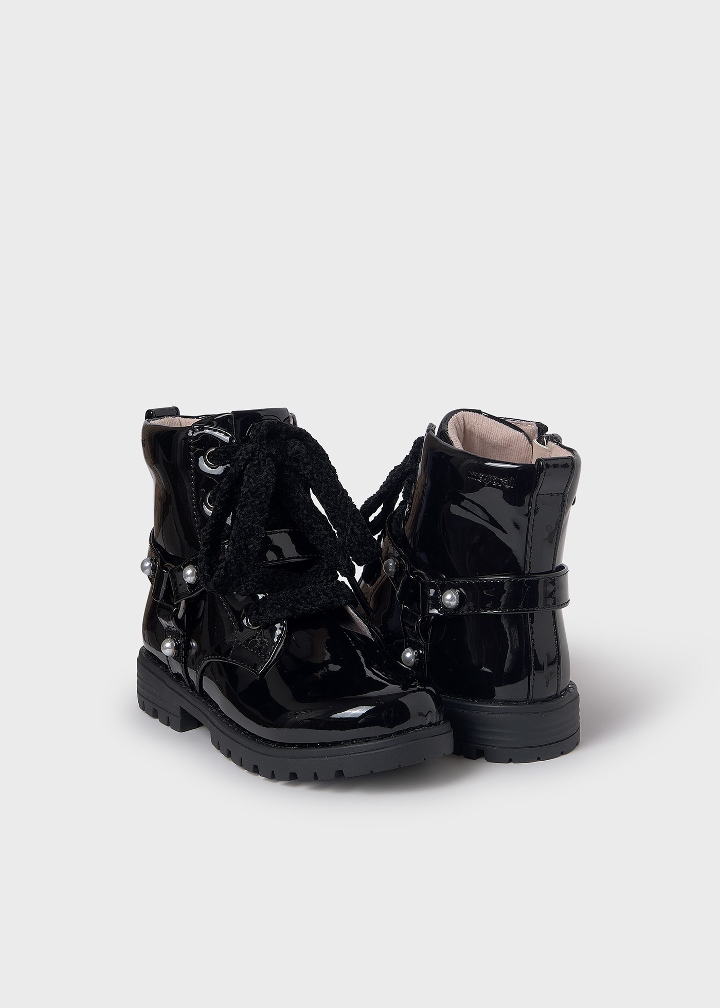 Bottines biker en cuir verni fille