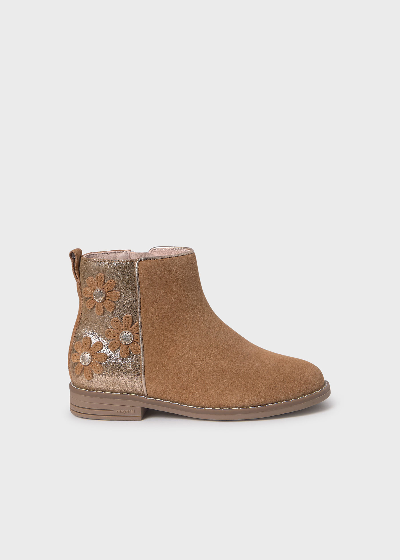 Girl Flowered Suede Ankle Boots