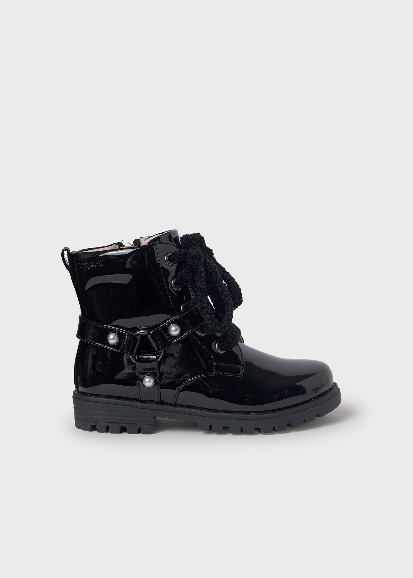 Bottines biker en cuir verni fille