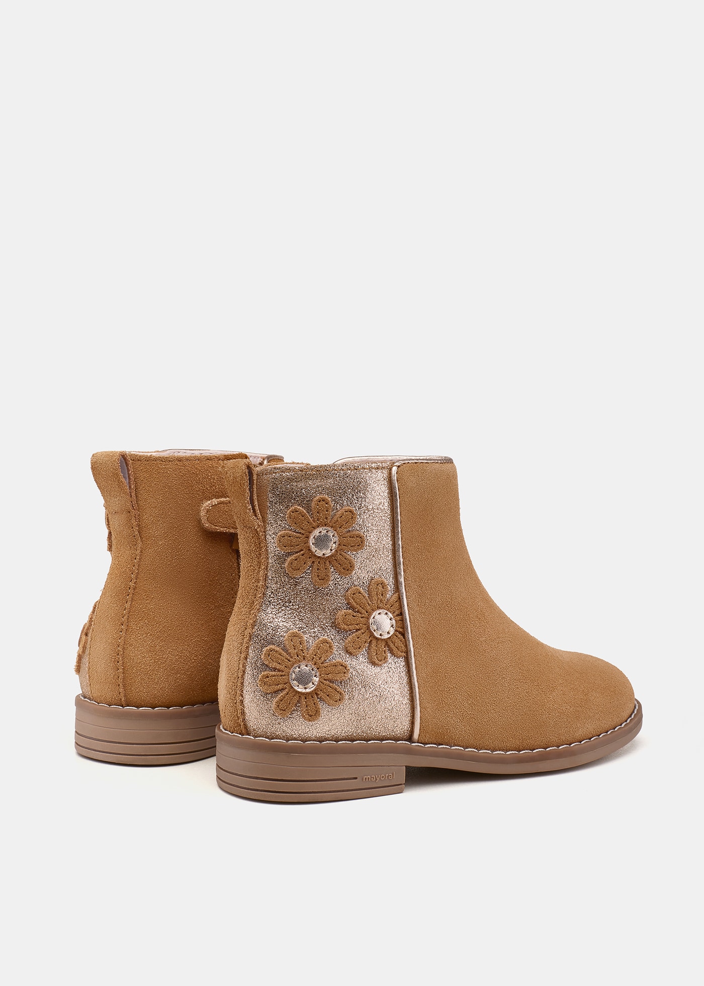 Girl Flowered Suede Ankle Boots