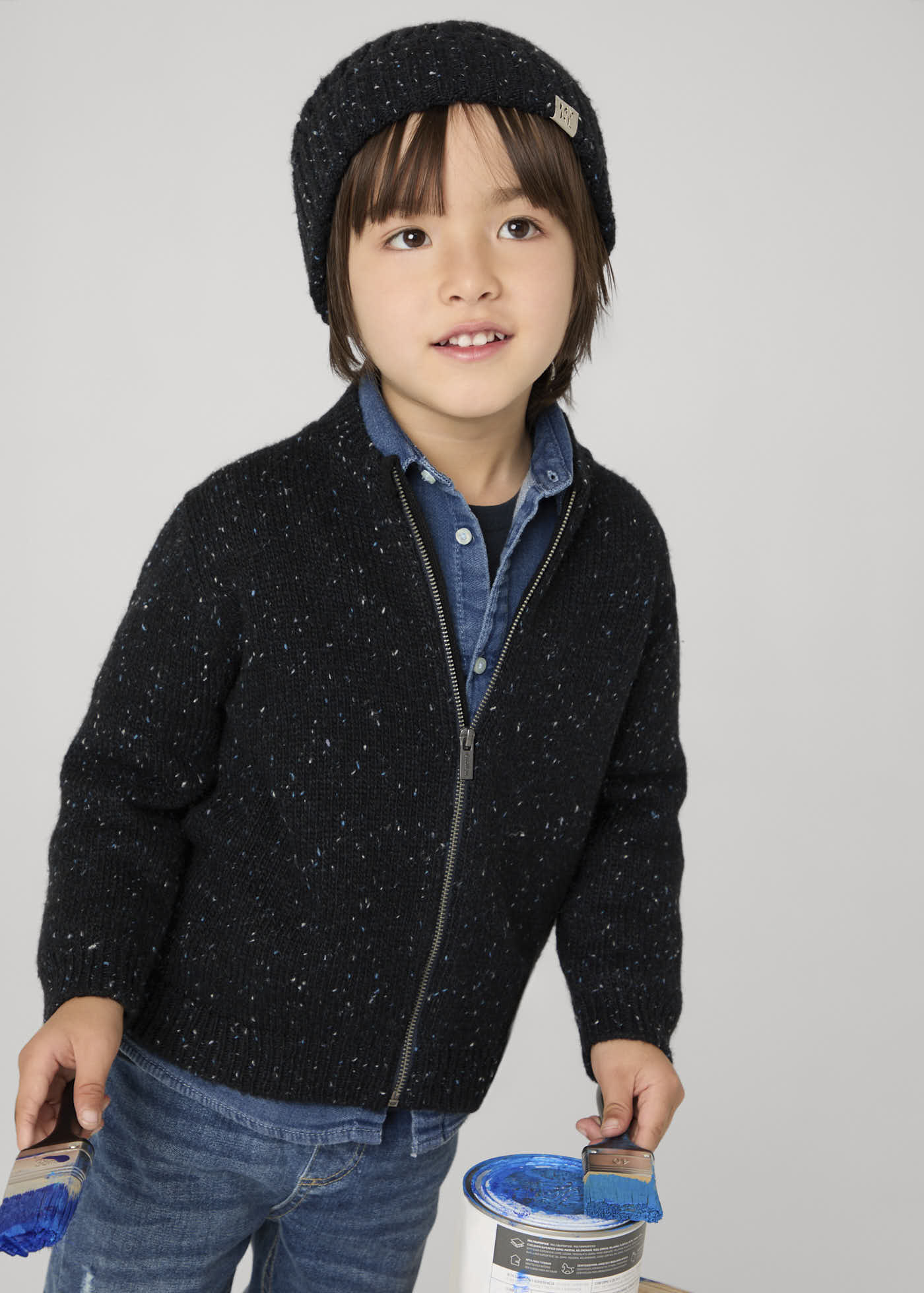 Colored speckled cardigan boys