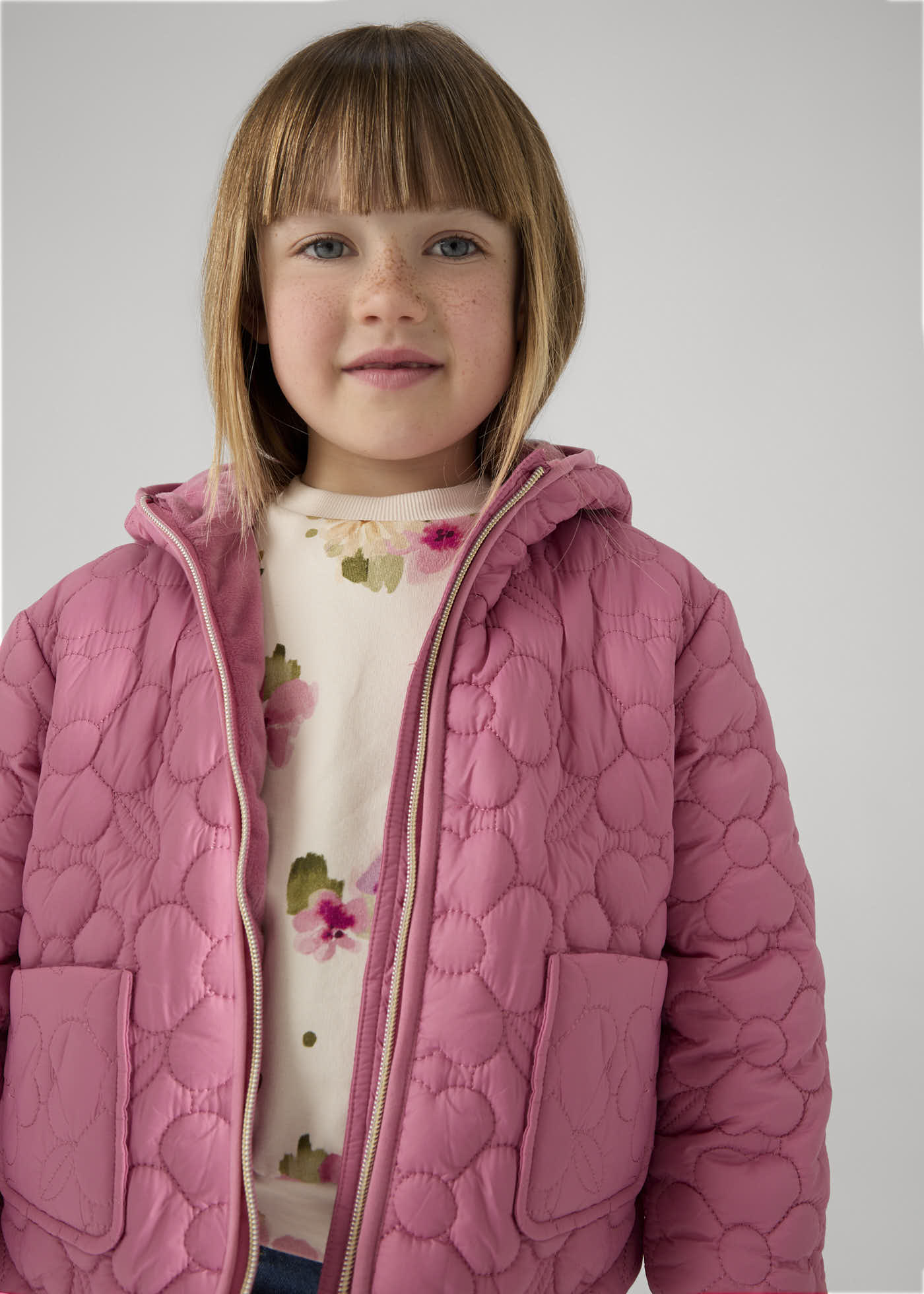 Floral puffer jacket for girls