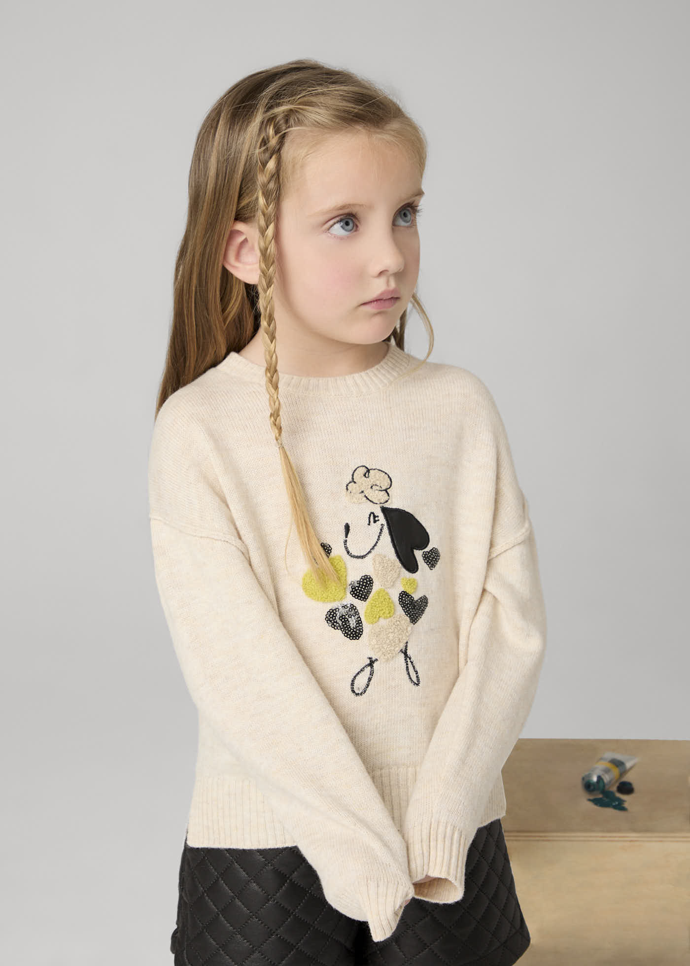 Embroidered sweater dog for girls
