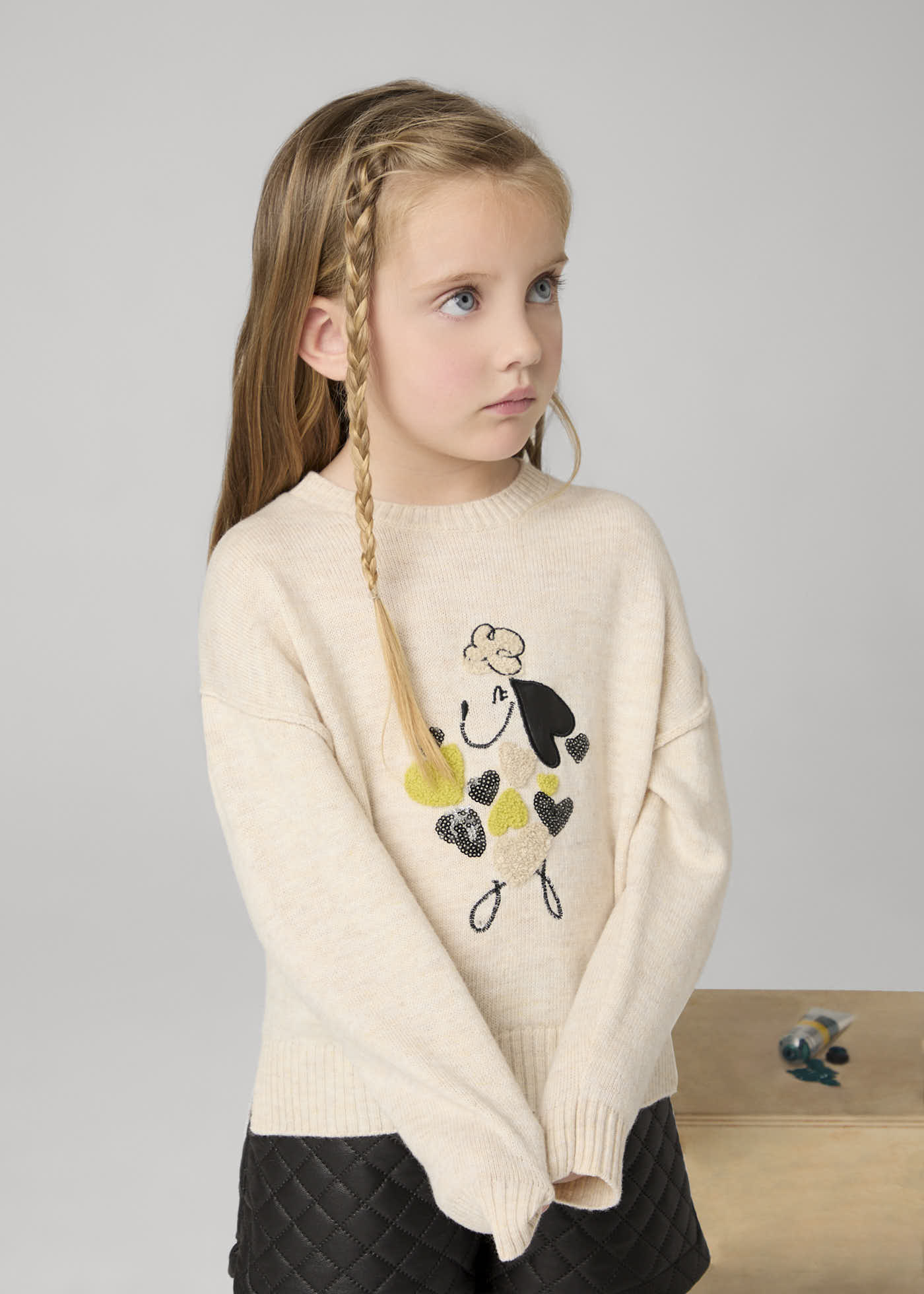 Girl Embroidered Puppy Sweater