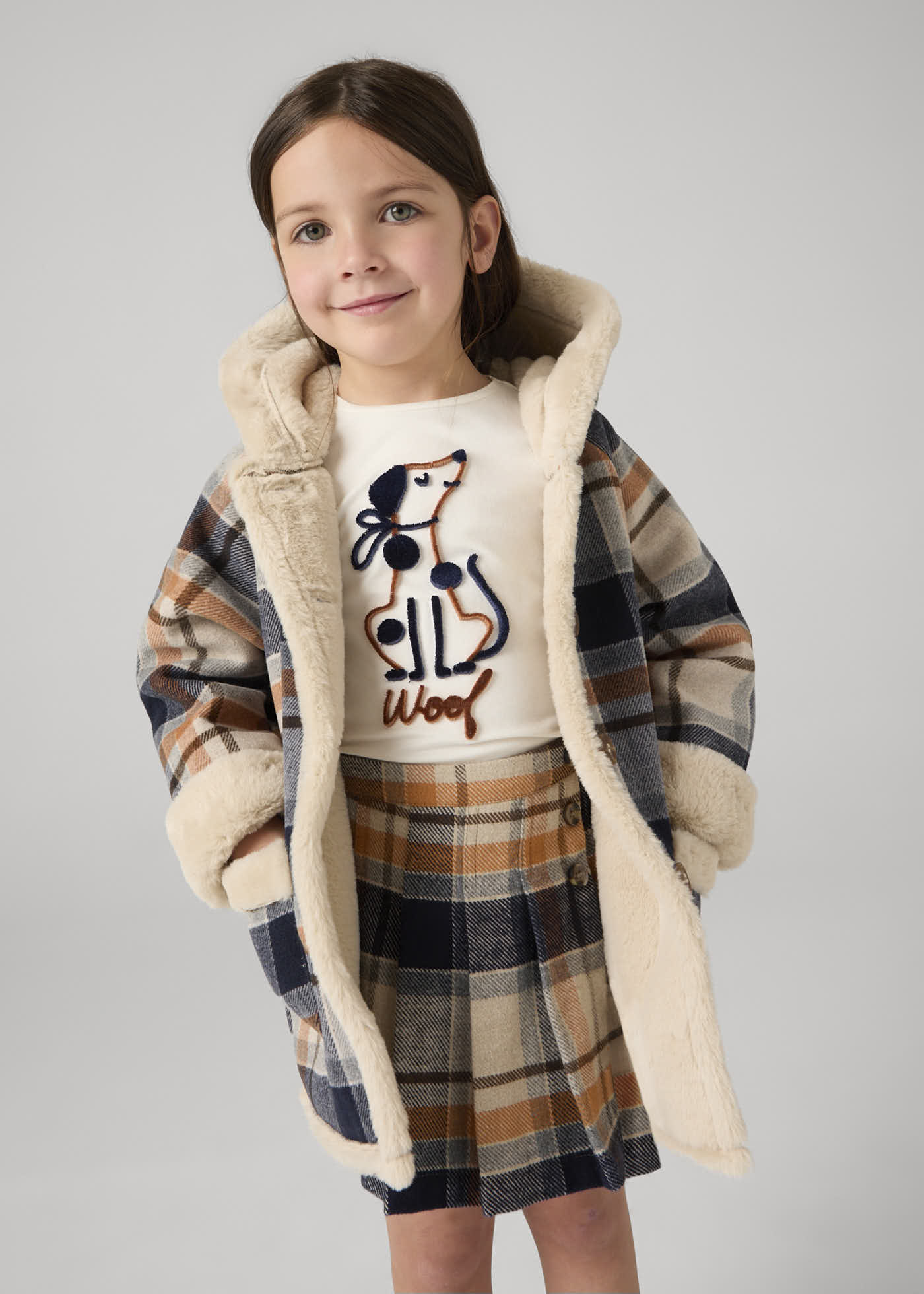 Girl Double Face Plaid Coat